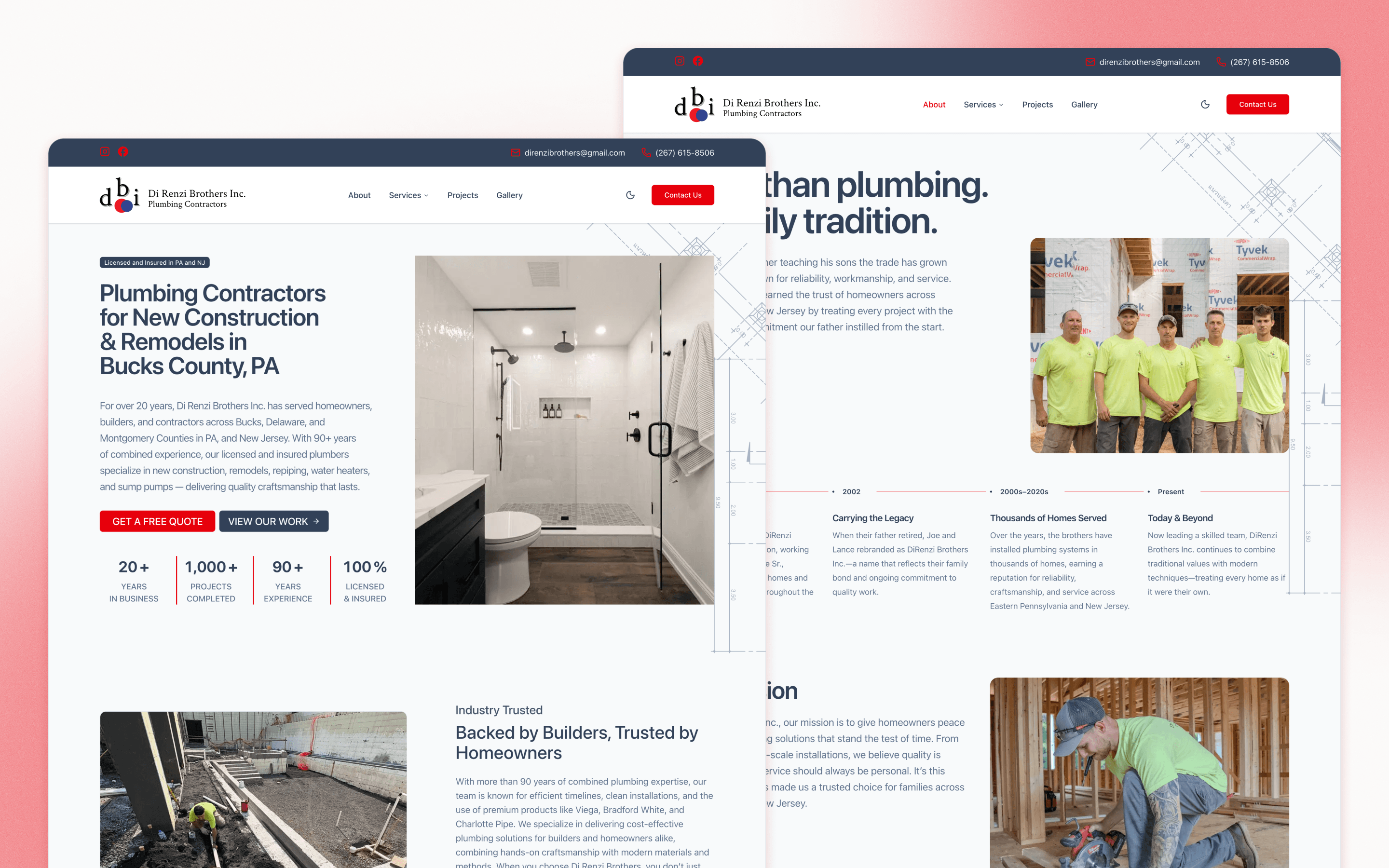 Di Renzi Brothers Inc. Plumbing Website Design by OneUp Digital