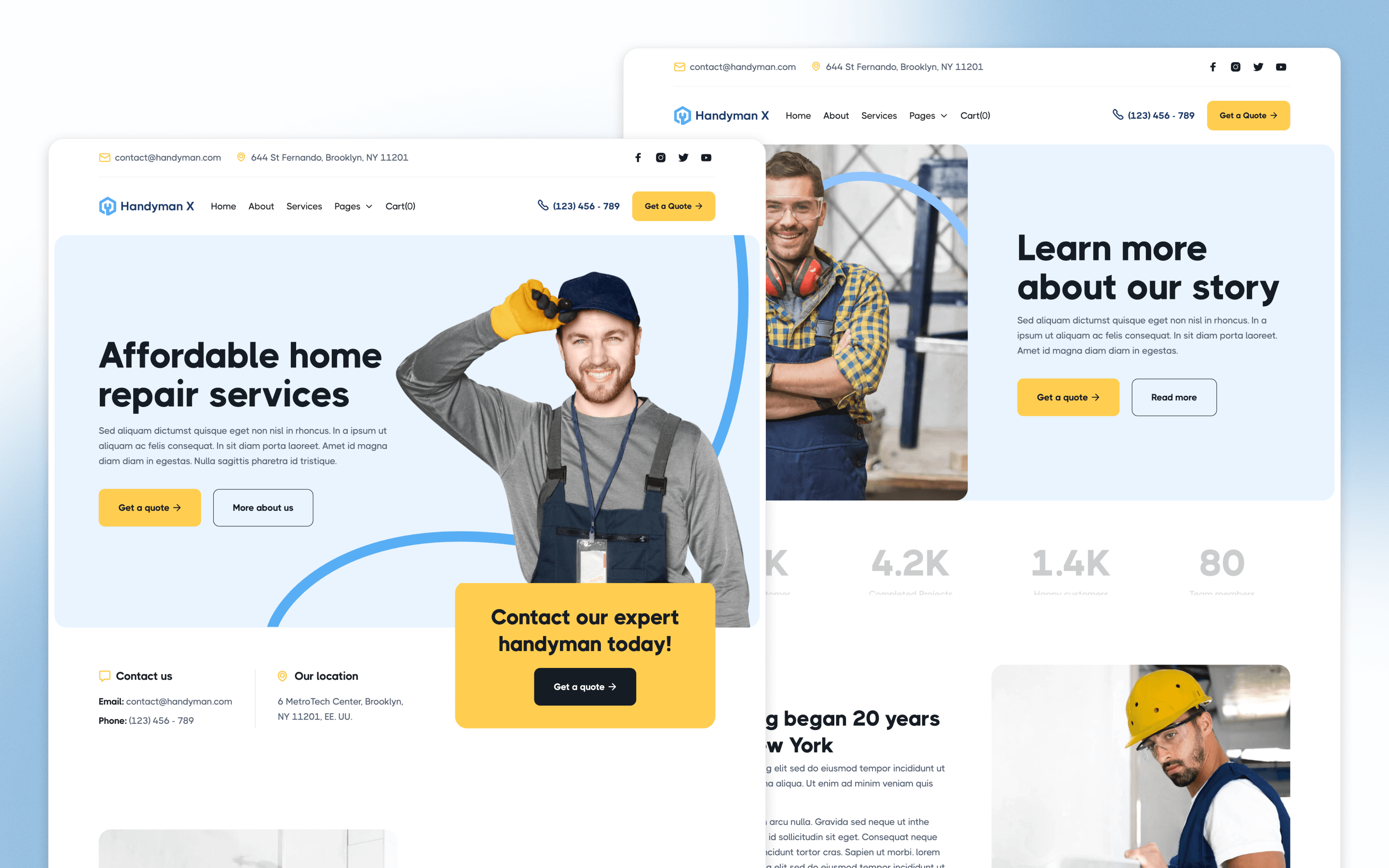 Handyman X Home Repair Website Template by BRIX Agency