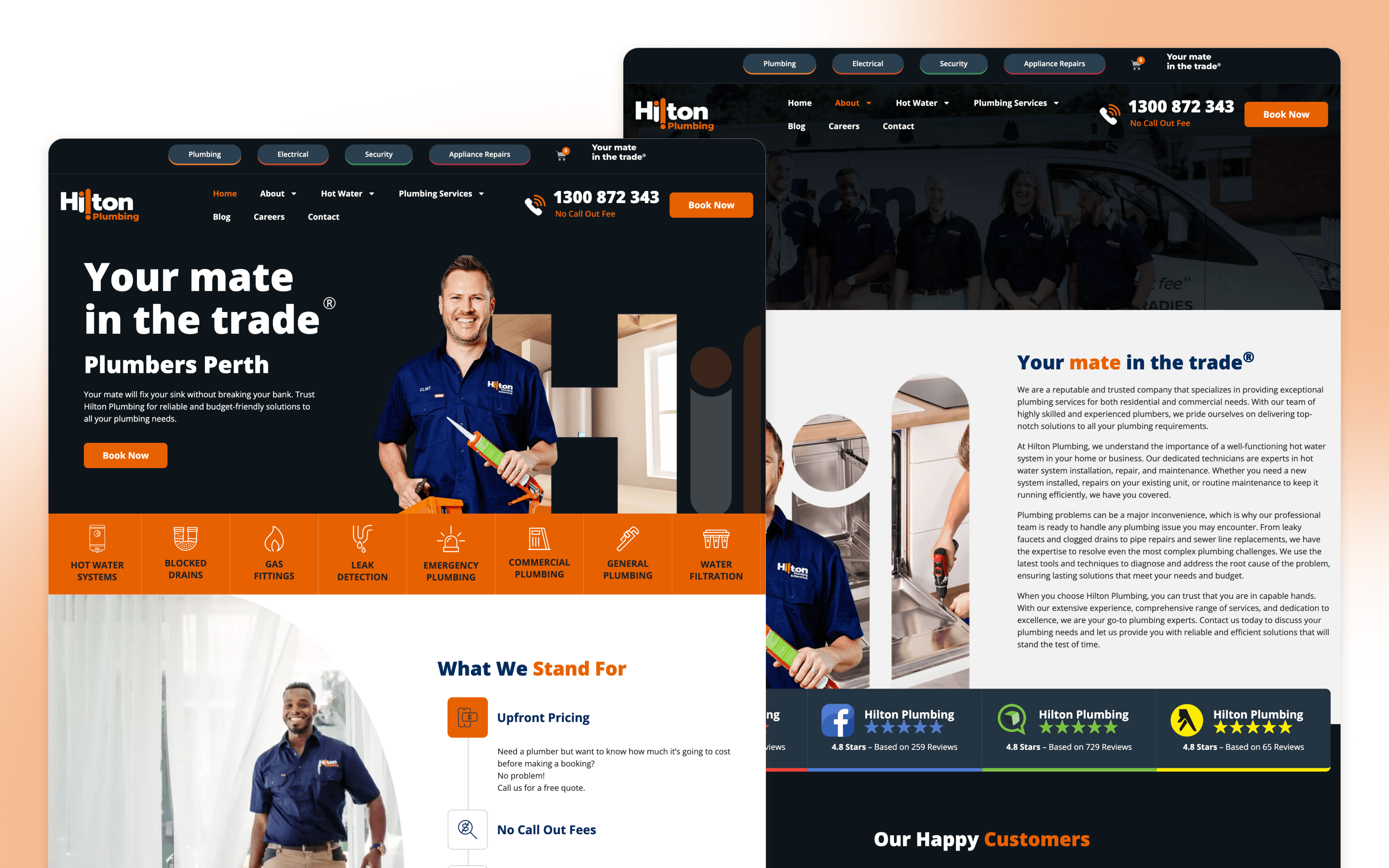 Hilton Plumbing Website Design by Net Search