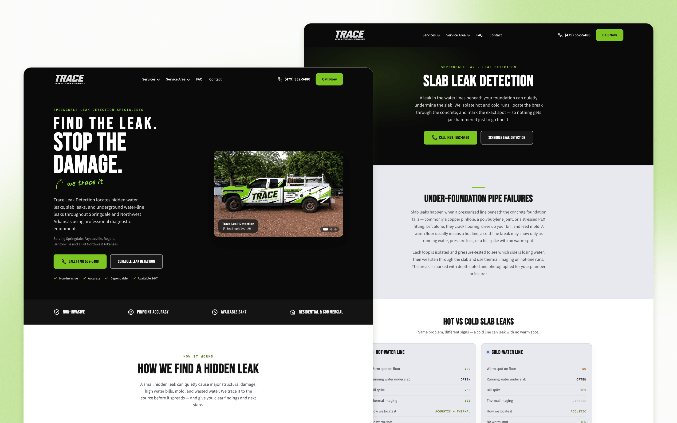 Trace Leak Detection Website Design by Augernaut