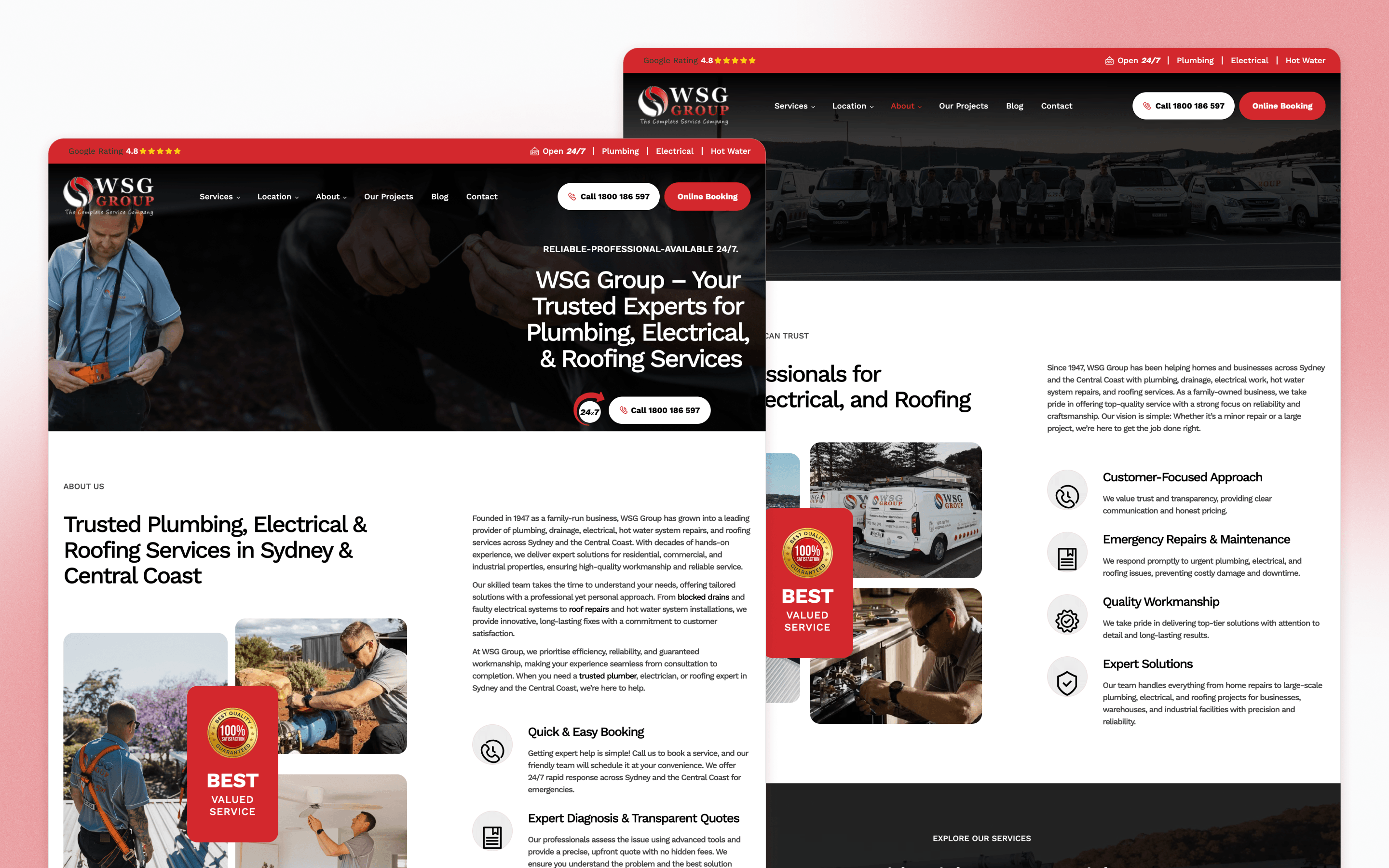 WSG Group Plumbing Website Design by Webential