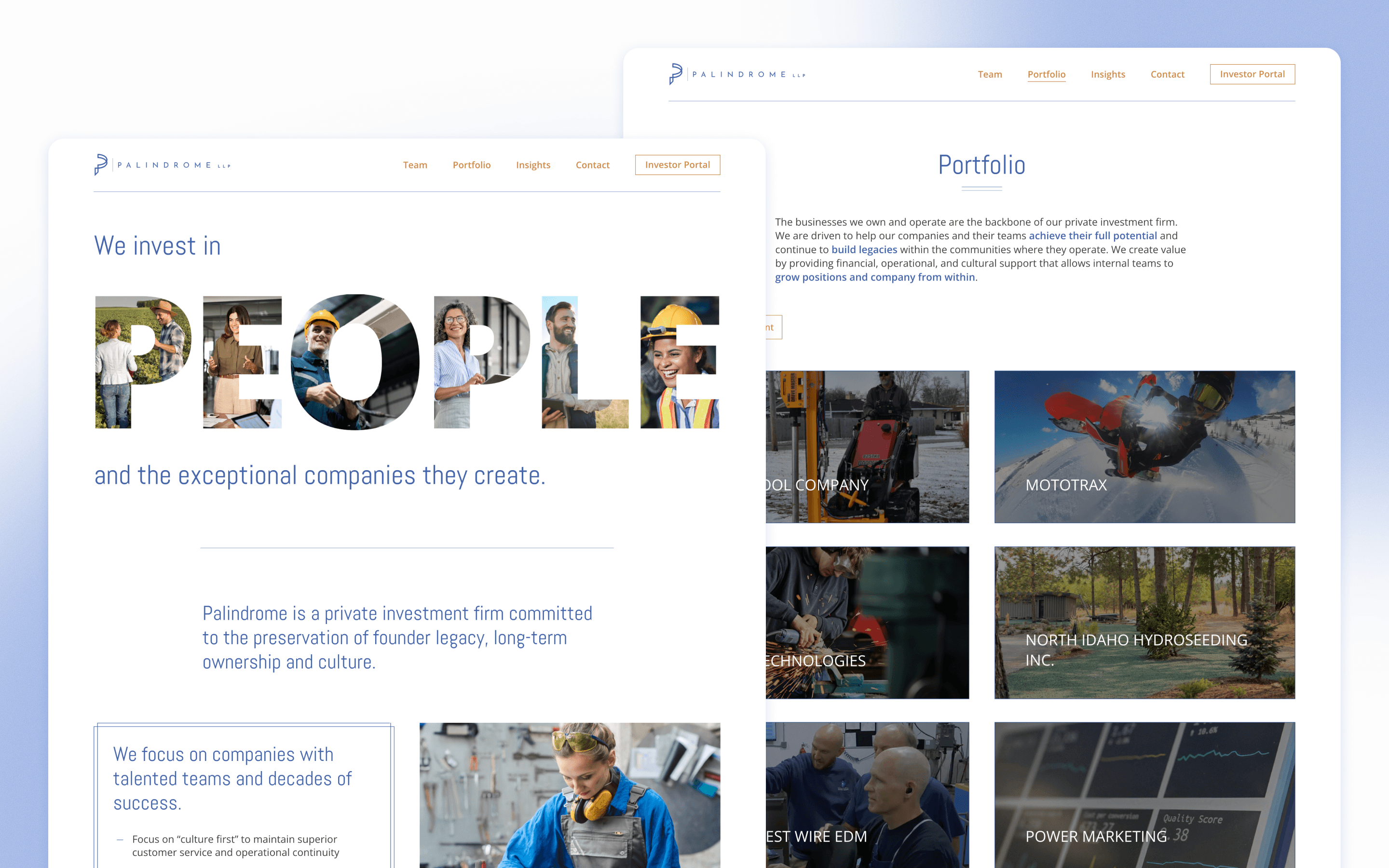Palindrome Private Equity Website Design by Pagano Media