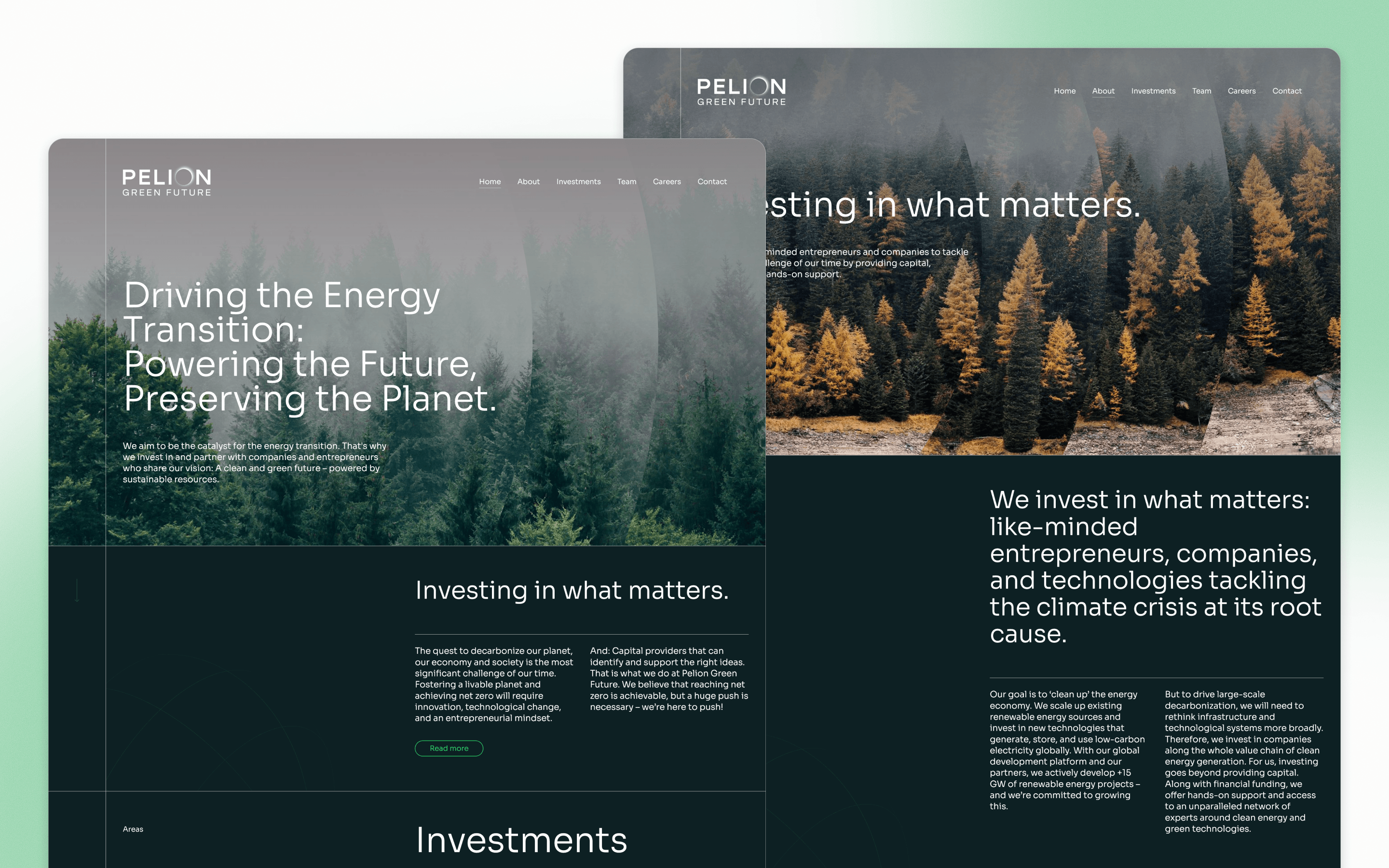 Pelion Green Future Investment Firm Website Design by Fable & Co.