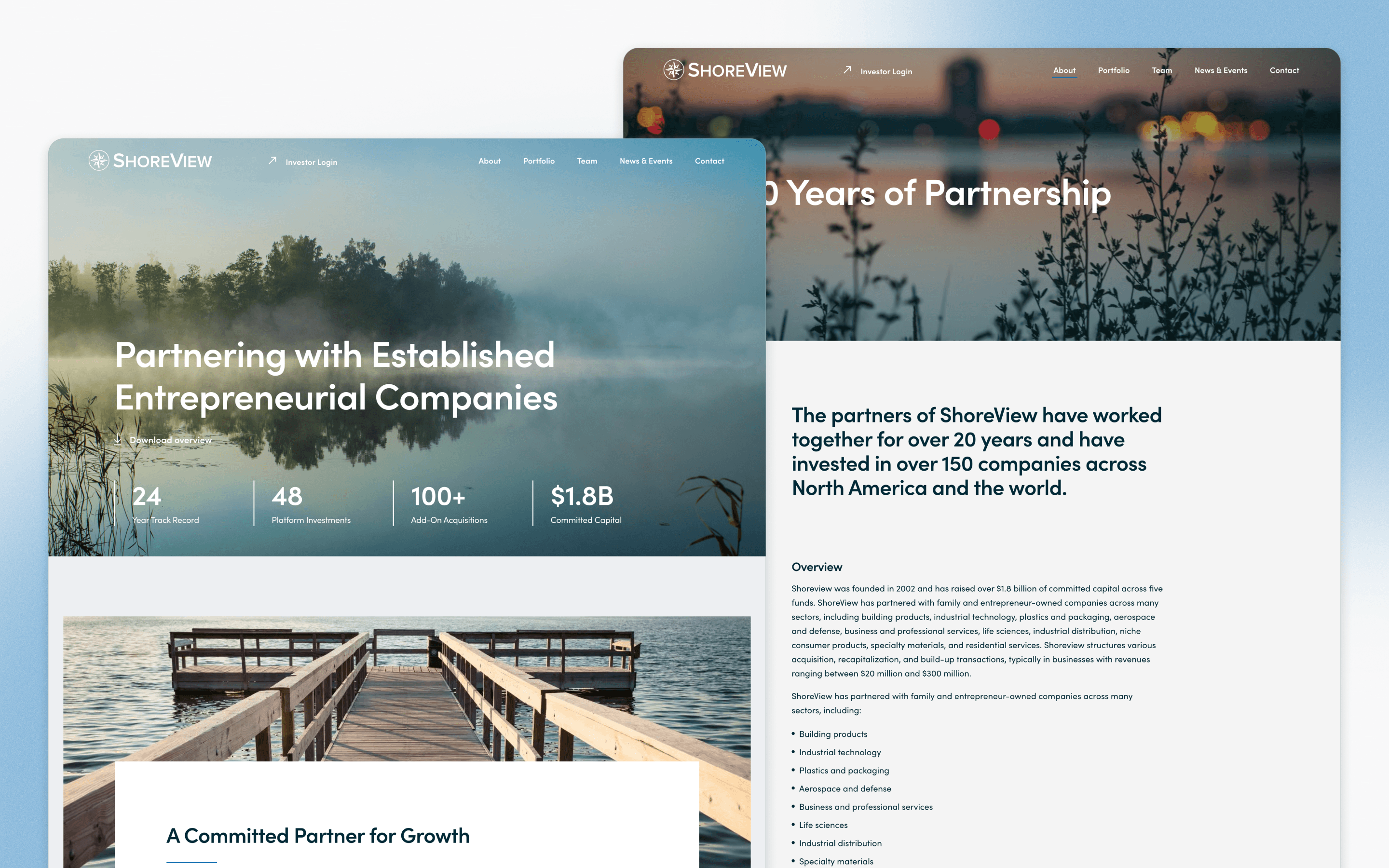 ShoreView Private Equity Website Design by MVP Marketing + Design