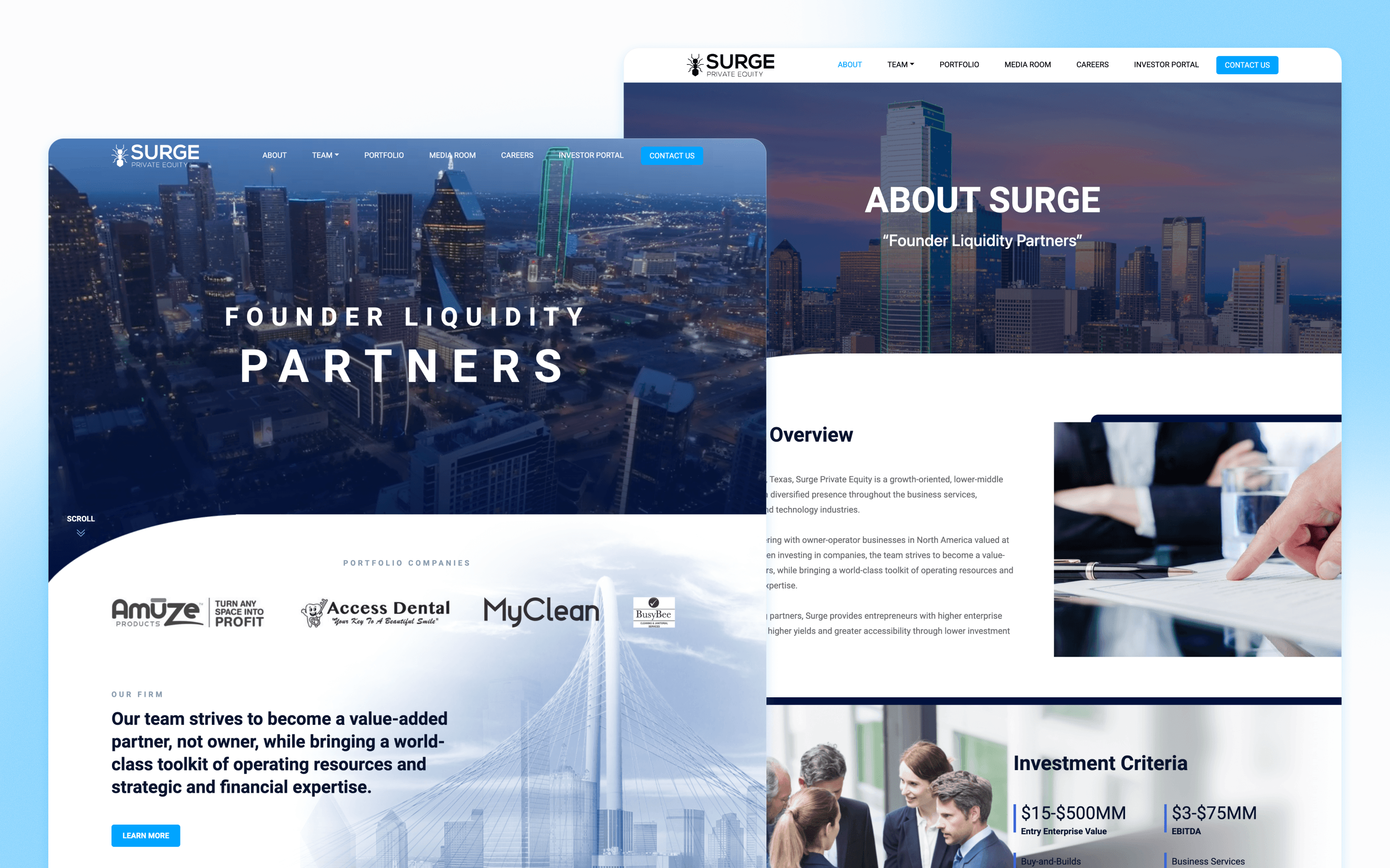 Surge Private Equity Private Equity Website Design by Thomas Digital