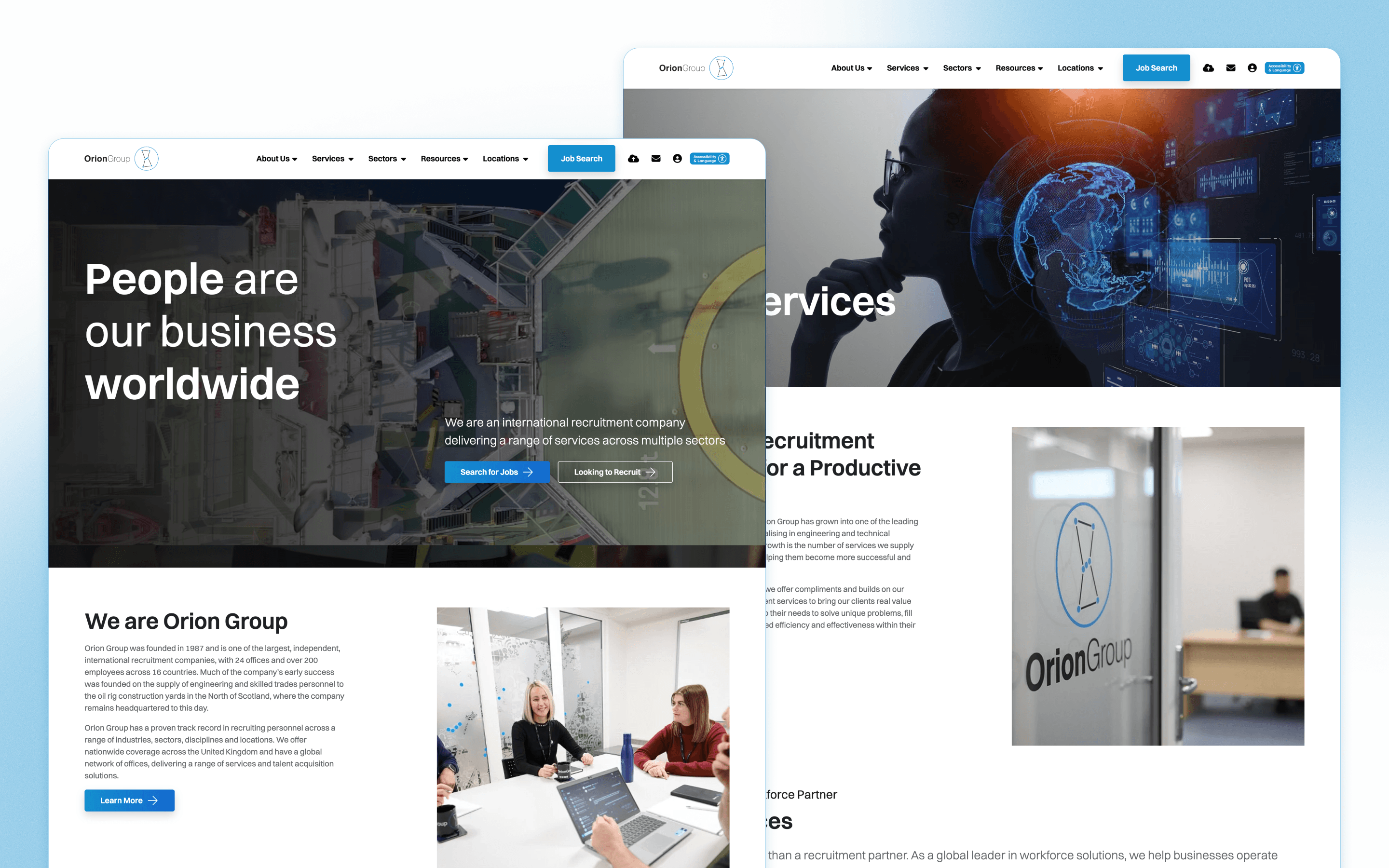 Orion Group Recruitment Website Design by Venn