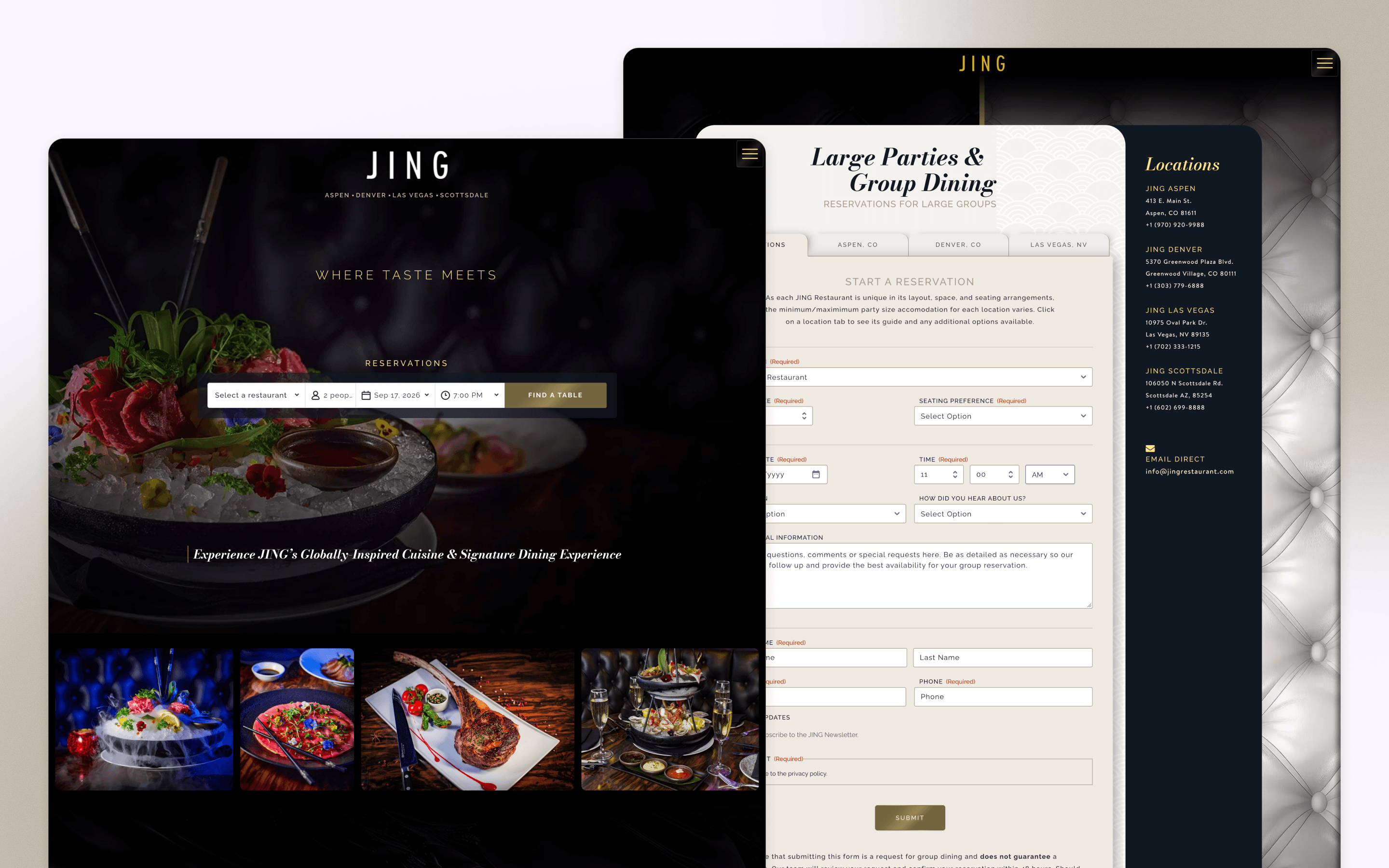 JING Restaurants Current Restaurant Website