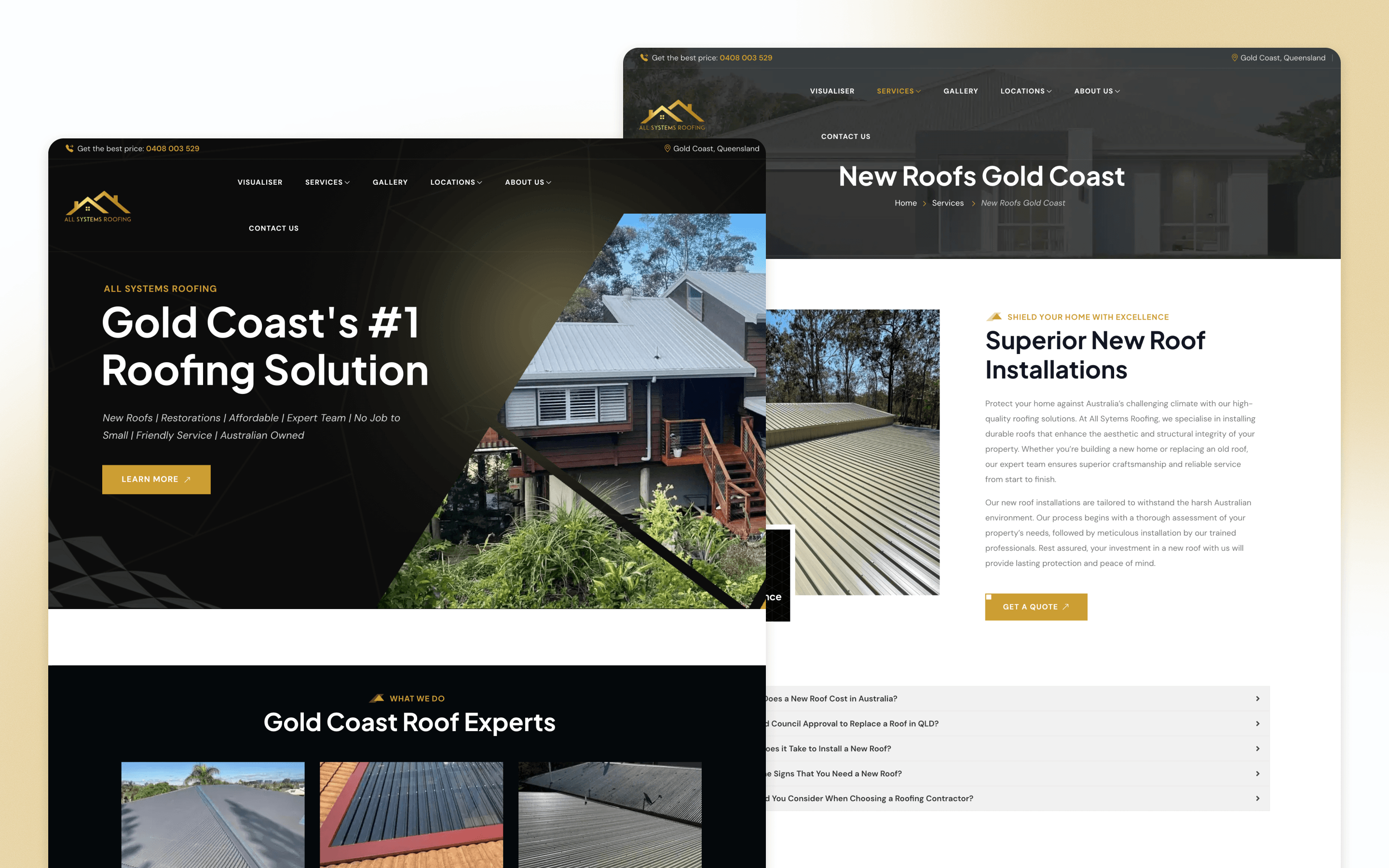 All Systems Roofing Website Design by Gold Coast Websites