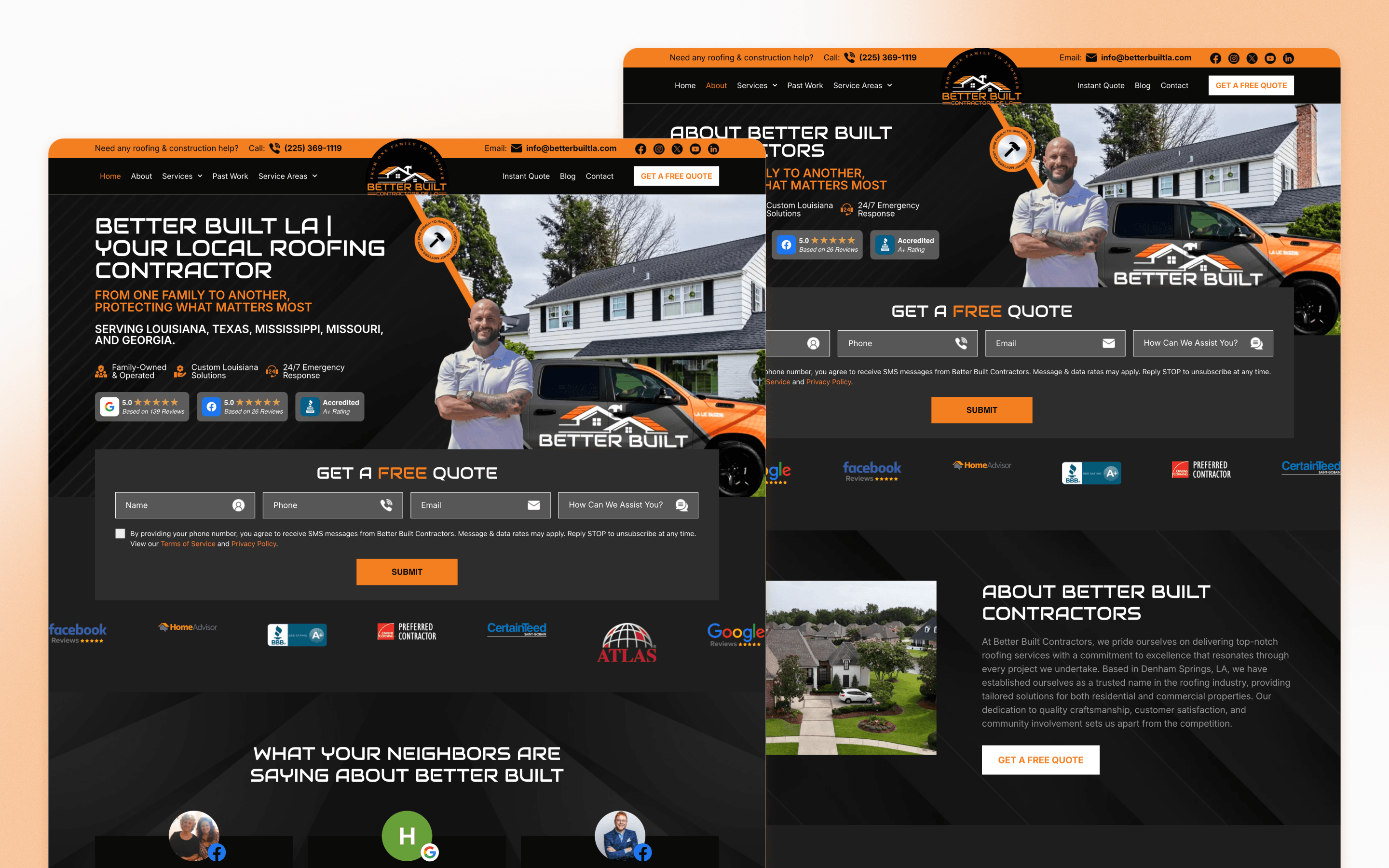 Better Built Contractors Roofing Website Design by King Contractor Agency