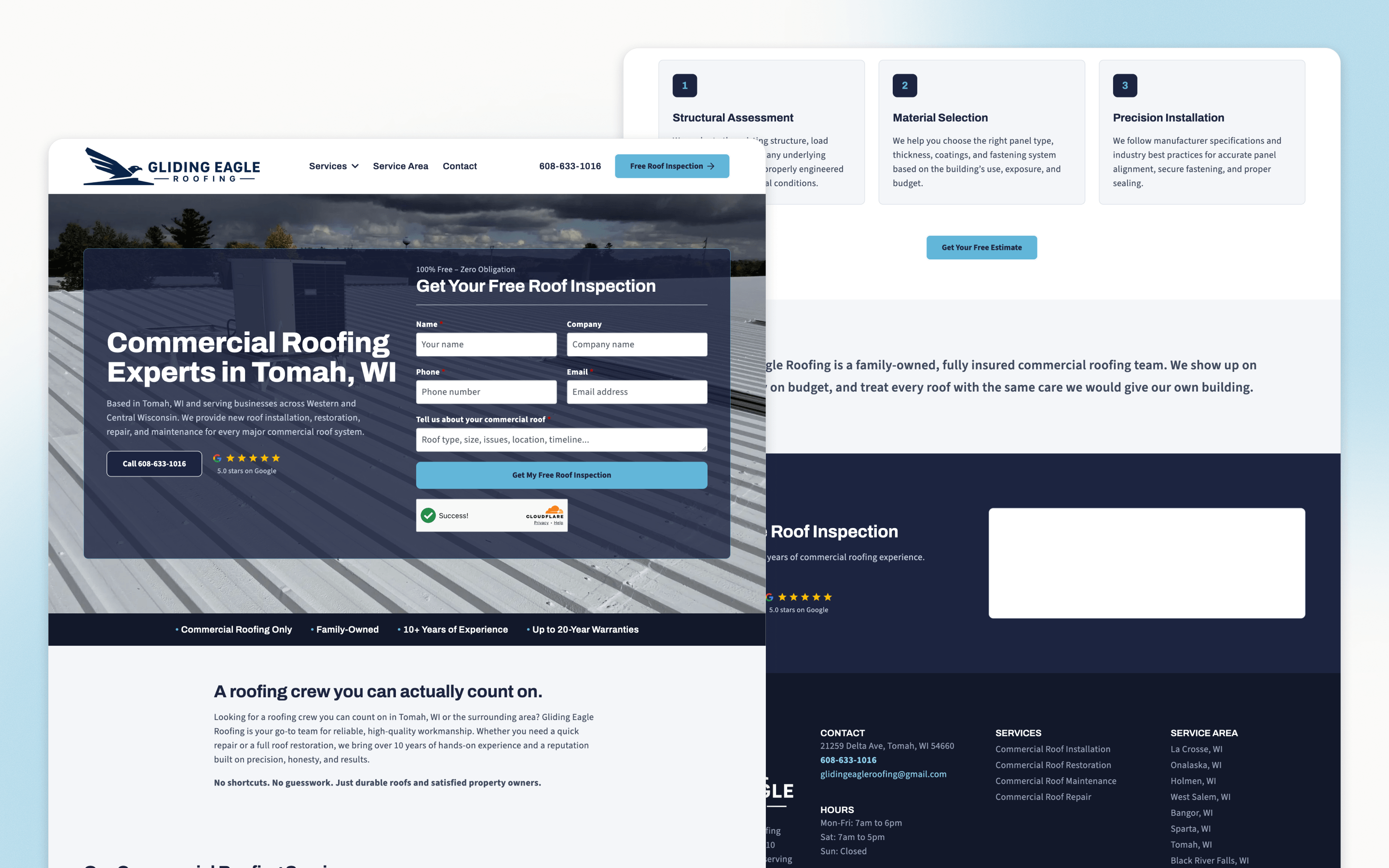 Gliding Eagle Roofing Website Design by Web by Wyatt