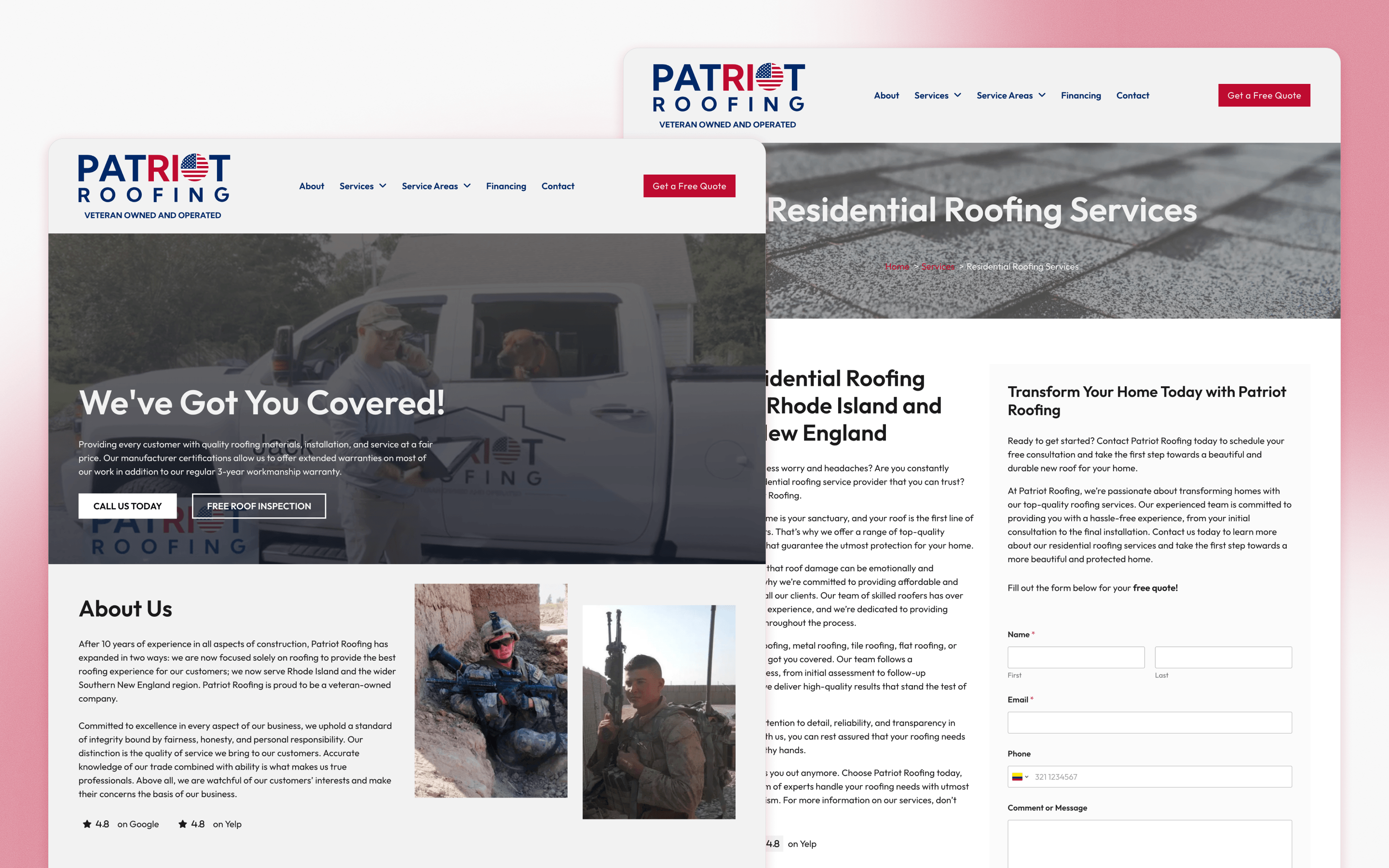 Patriot Roofing Website Design by BlakSheep Creative