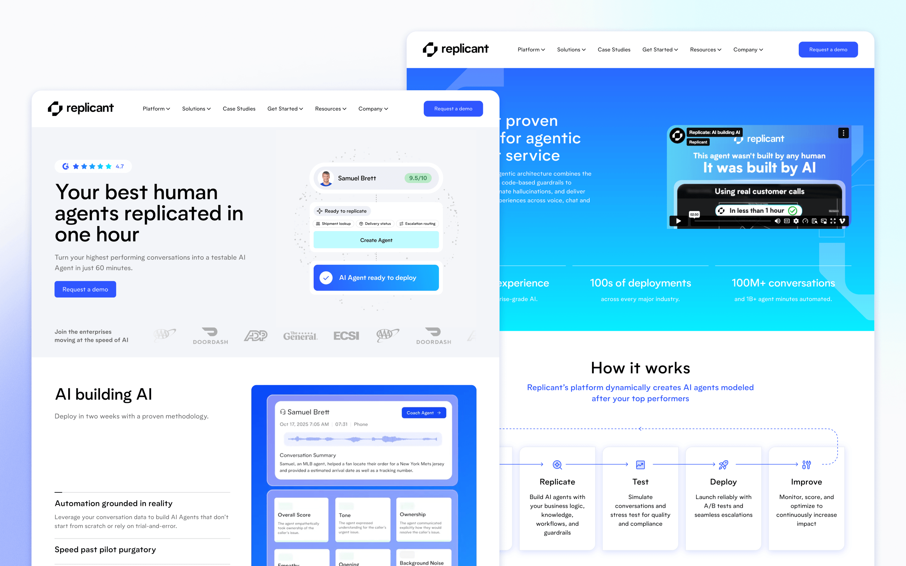 Replicant SaaS website design for conversational AI software