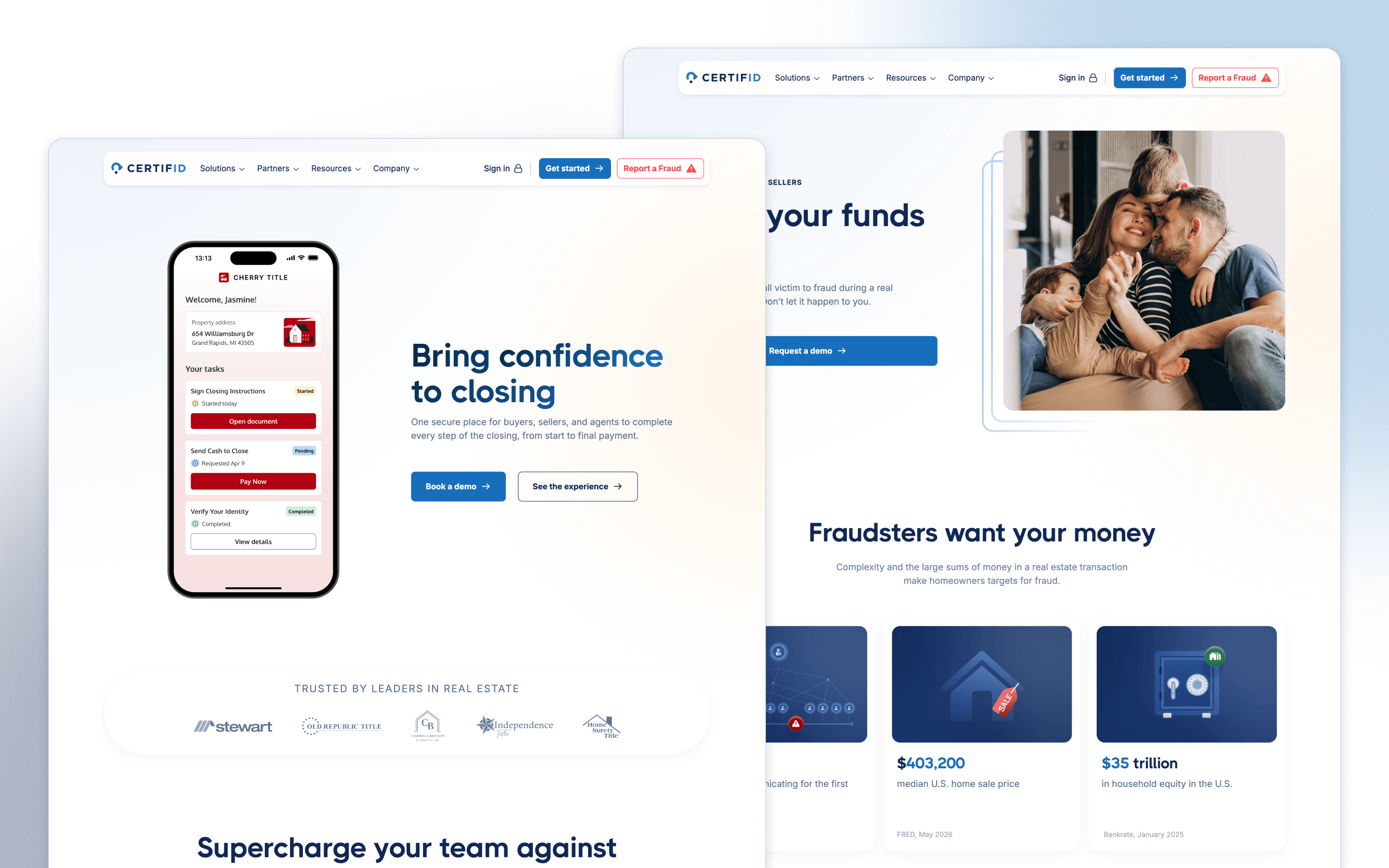 CertifID SaaS website design for fraud-prevention software