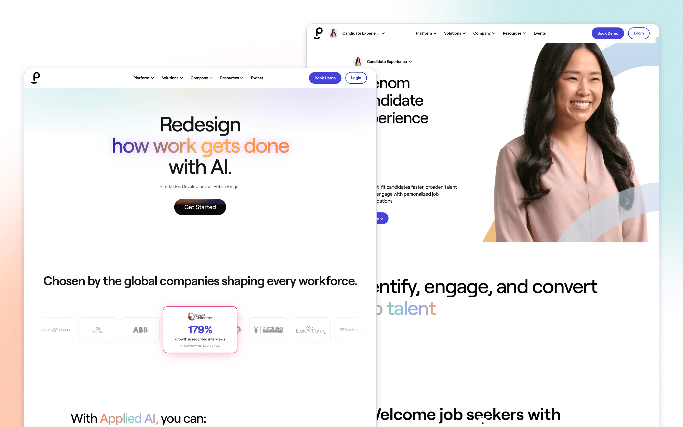 Phenom SaaS website design for its HR platform