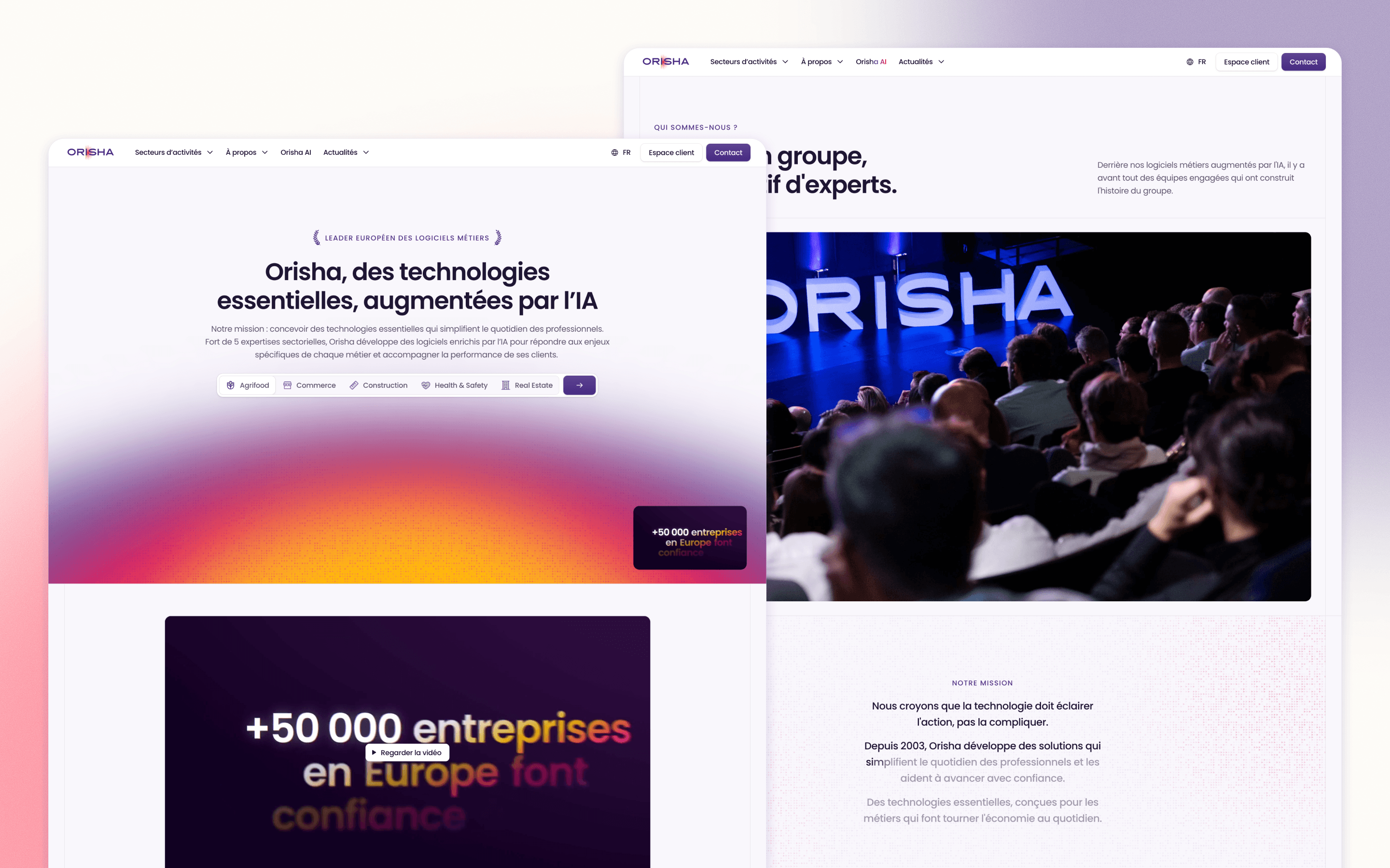 Orisha SaaS website design showcasing its software products