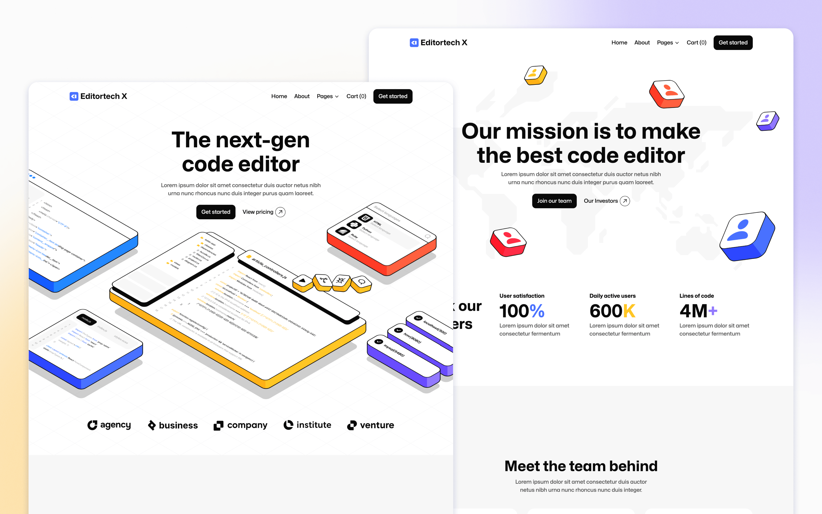 EditorTech X code editor SaaS website template by BRIX Agency