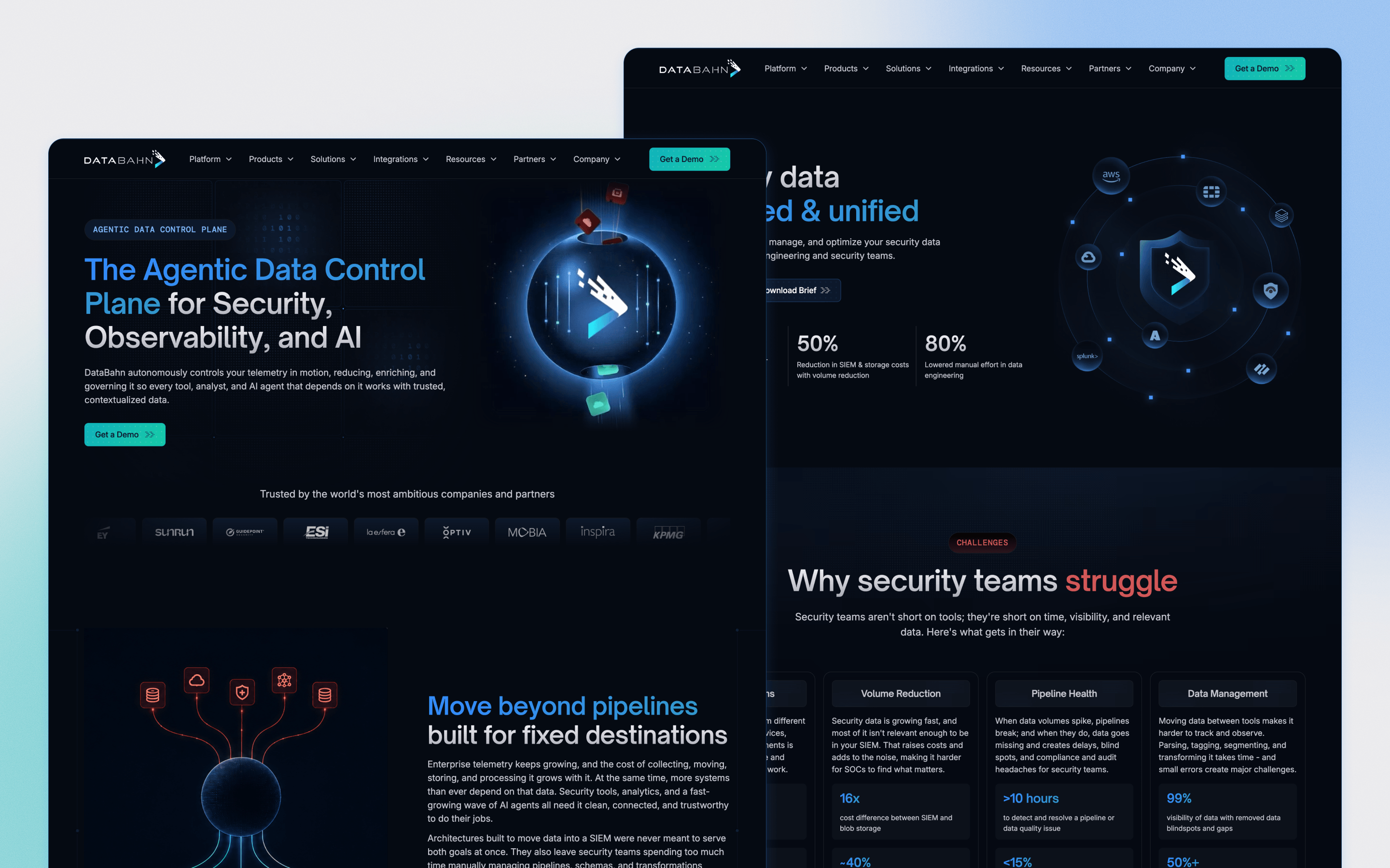 Databahn SaaS website design for its security data platform