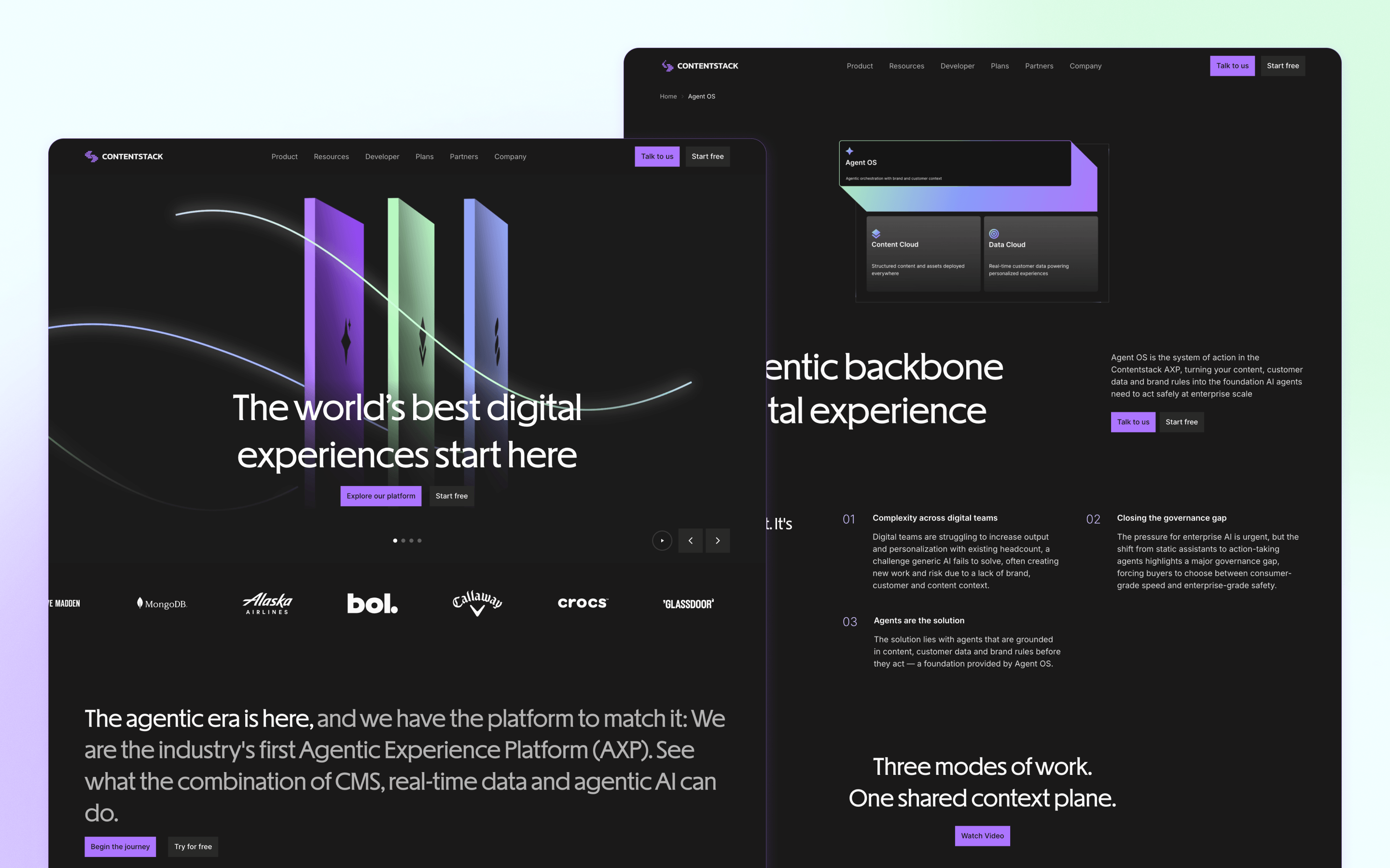Contentstack SaaS website design for its digital experience platform