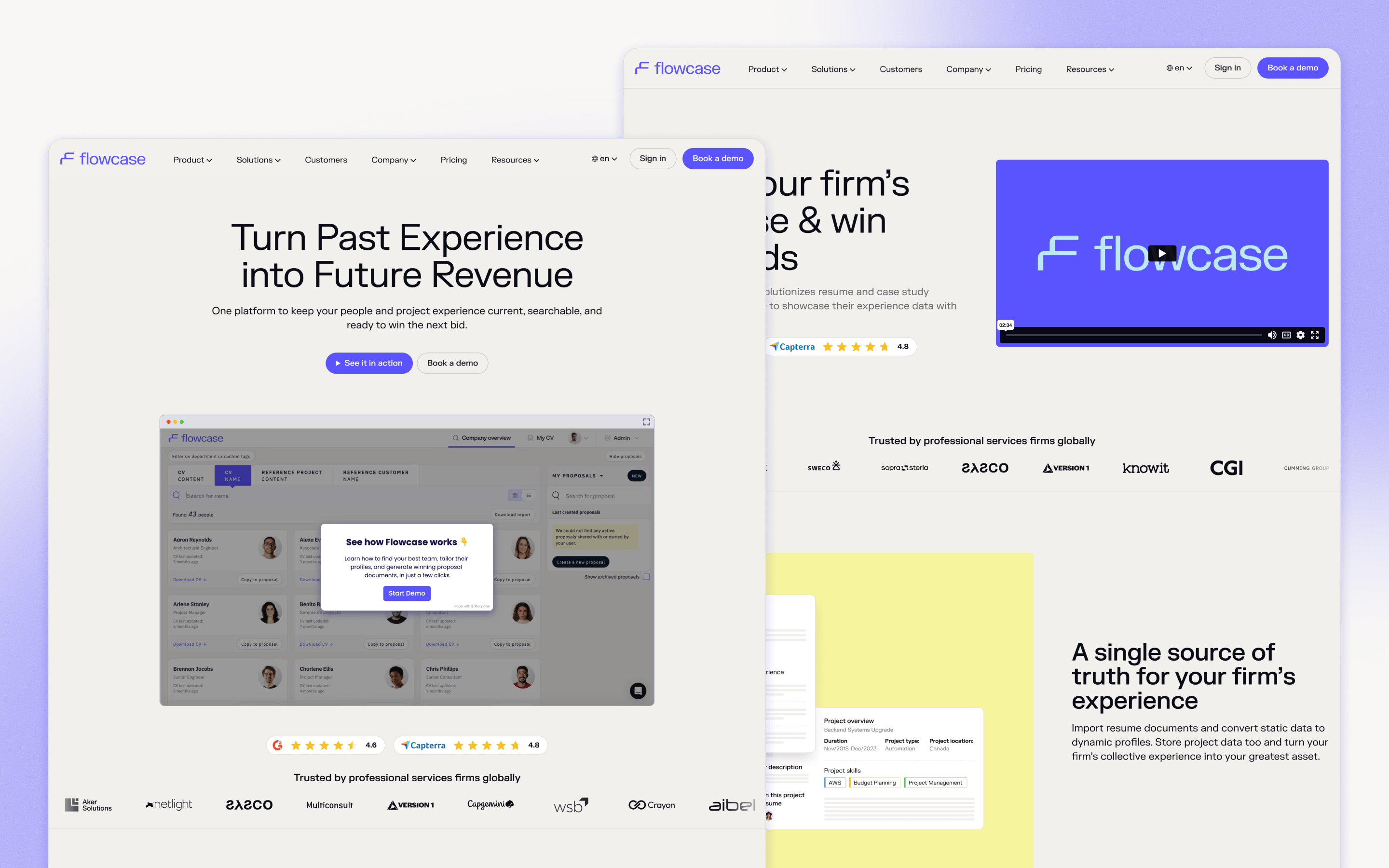Flowcase SaaS website design for proposal software