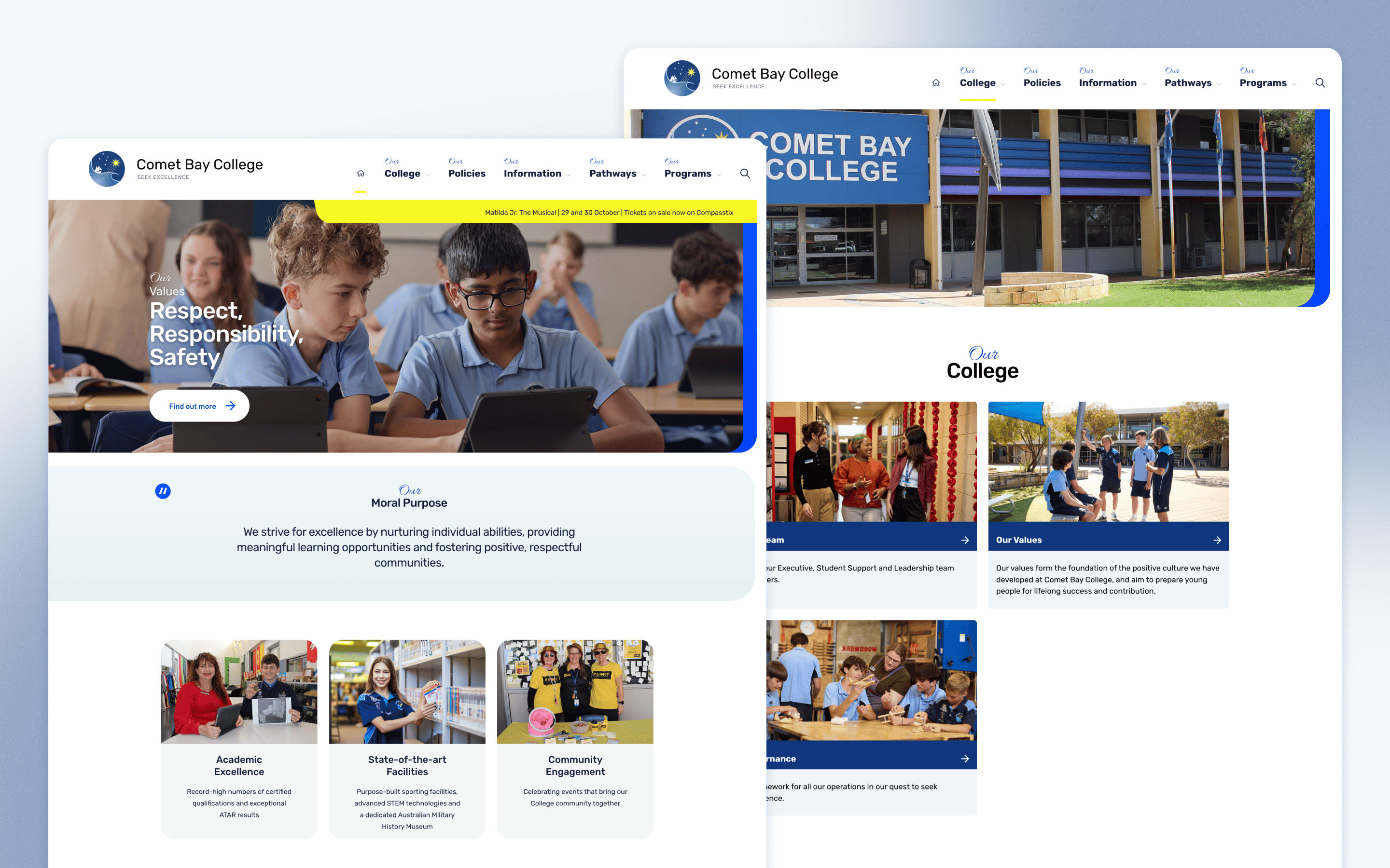 Comet Bay College School Website Design by Remedy Studio