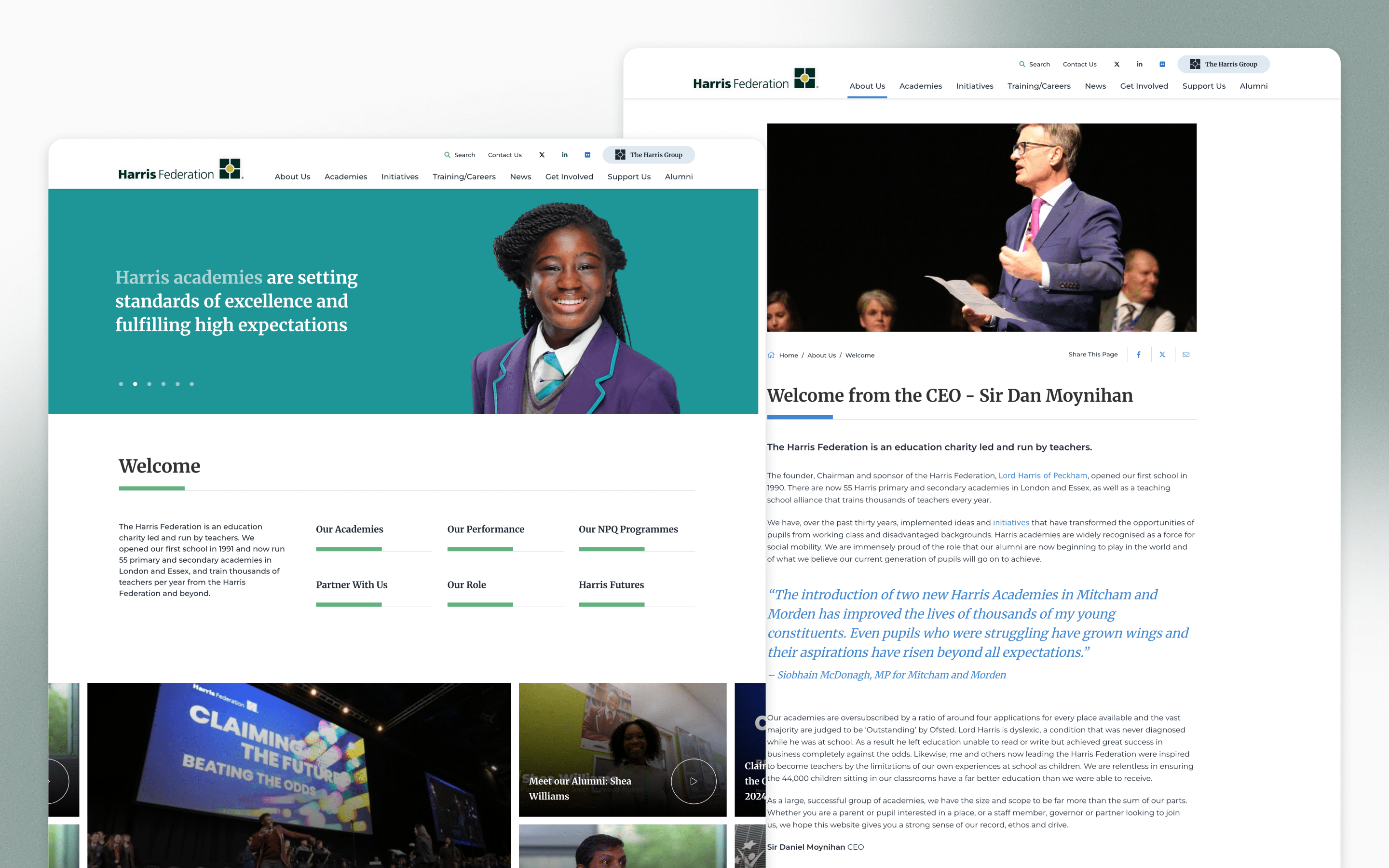 Harris Federation School Website Design by Cleverbox