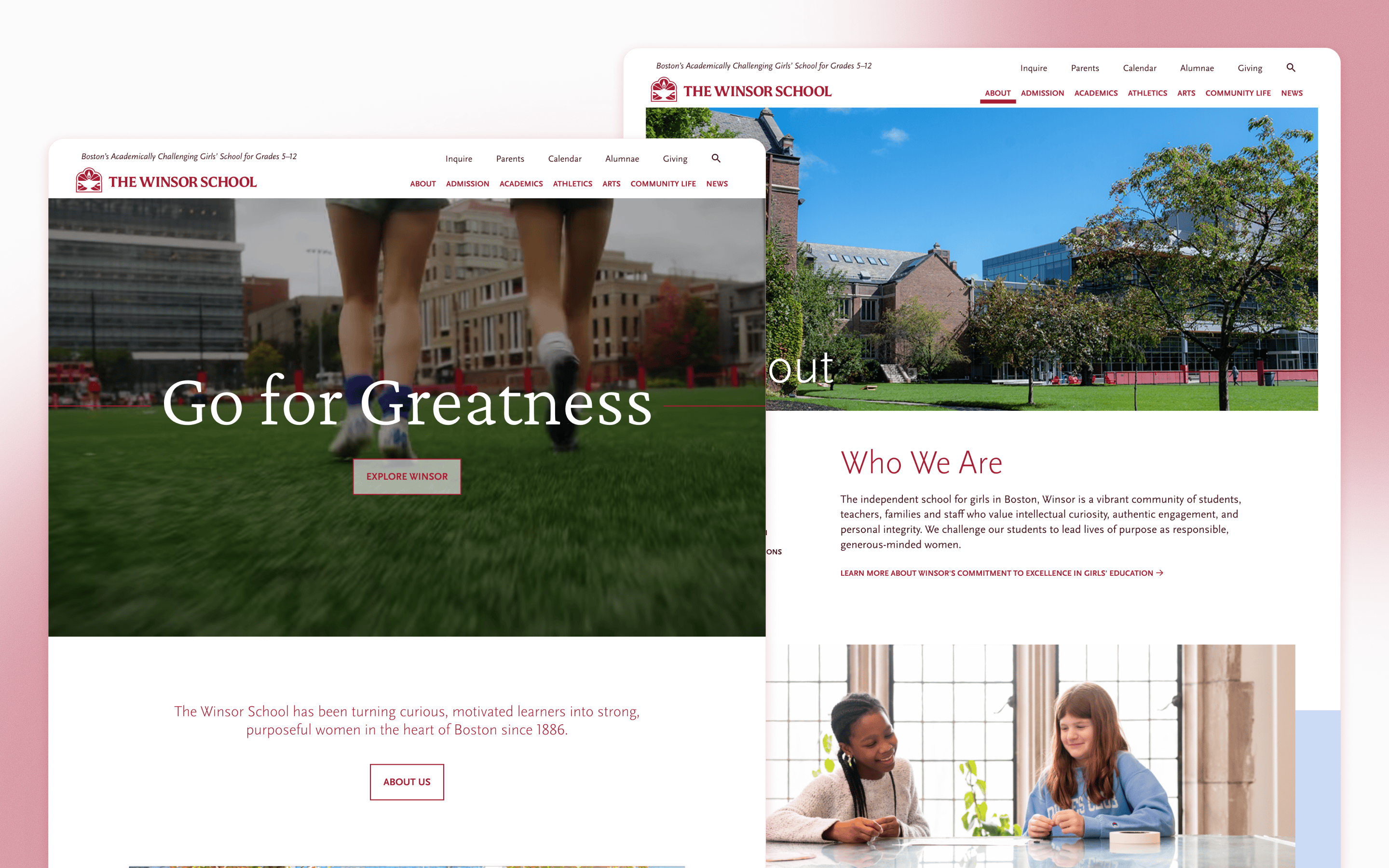 The Winsor School Website UX and Development by Design TLC