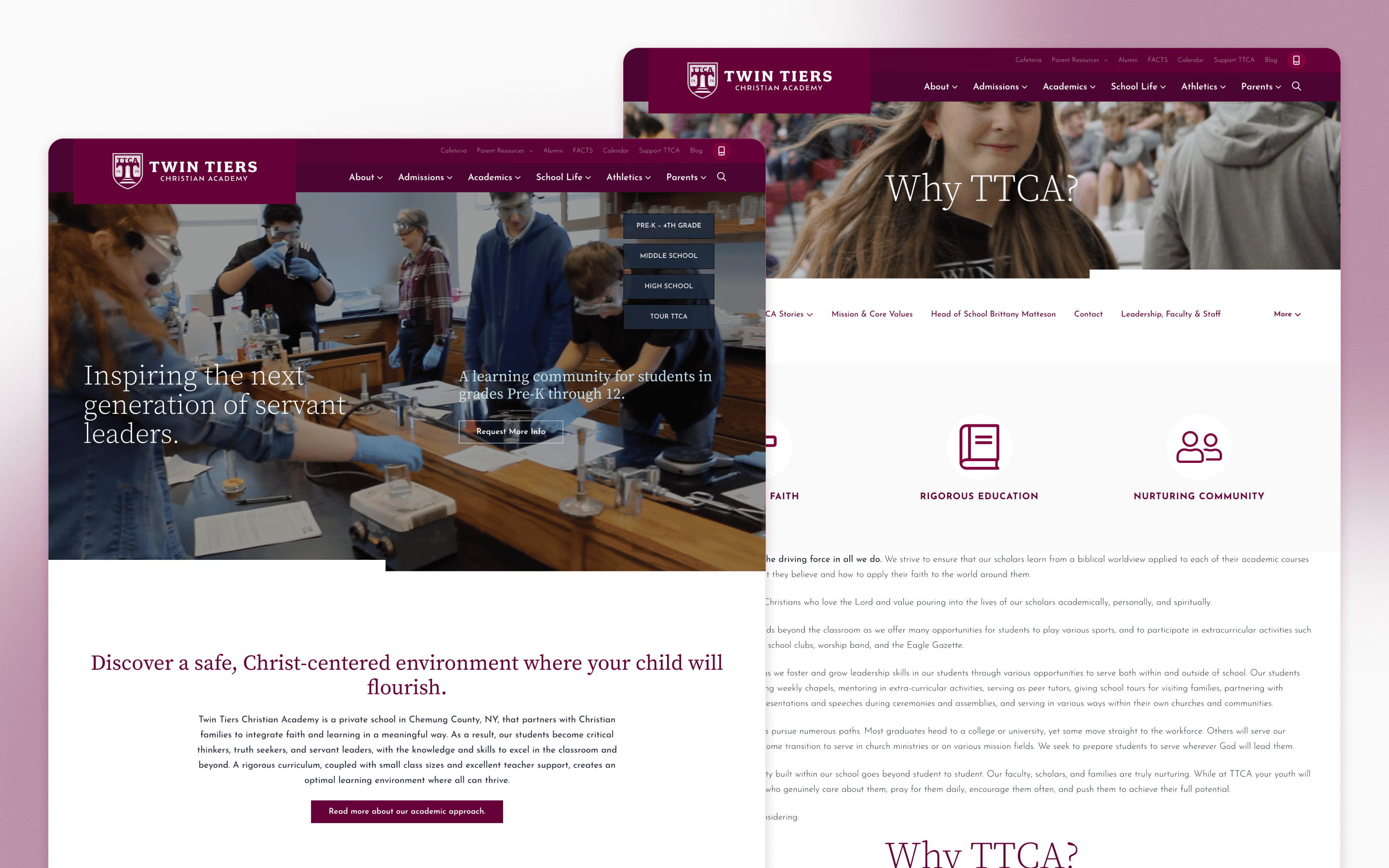 Twin Tiers Christian Academy School Website Design by Tassel