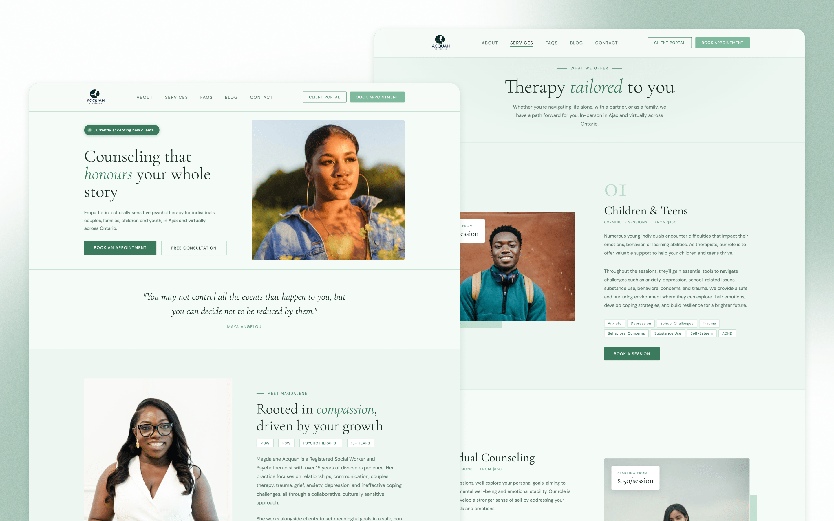 Acquah Counseling and Consulting Services Therapist Website Design by June Plum Creative
