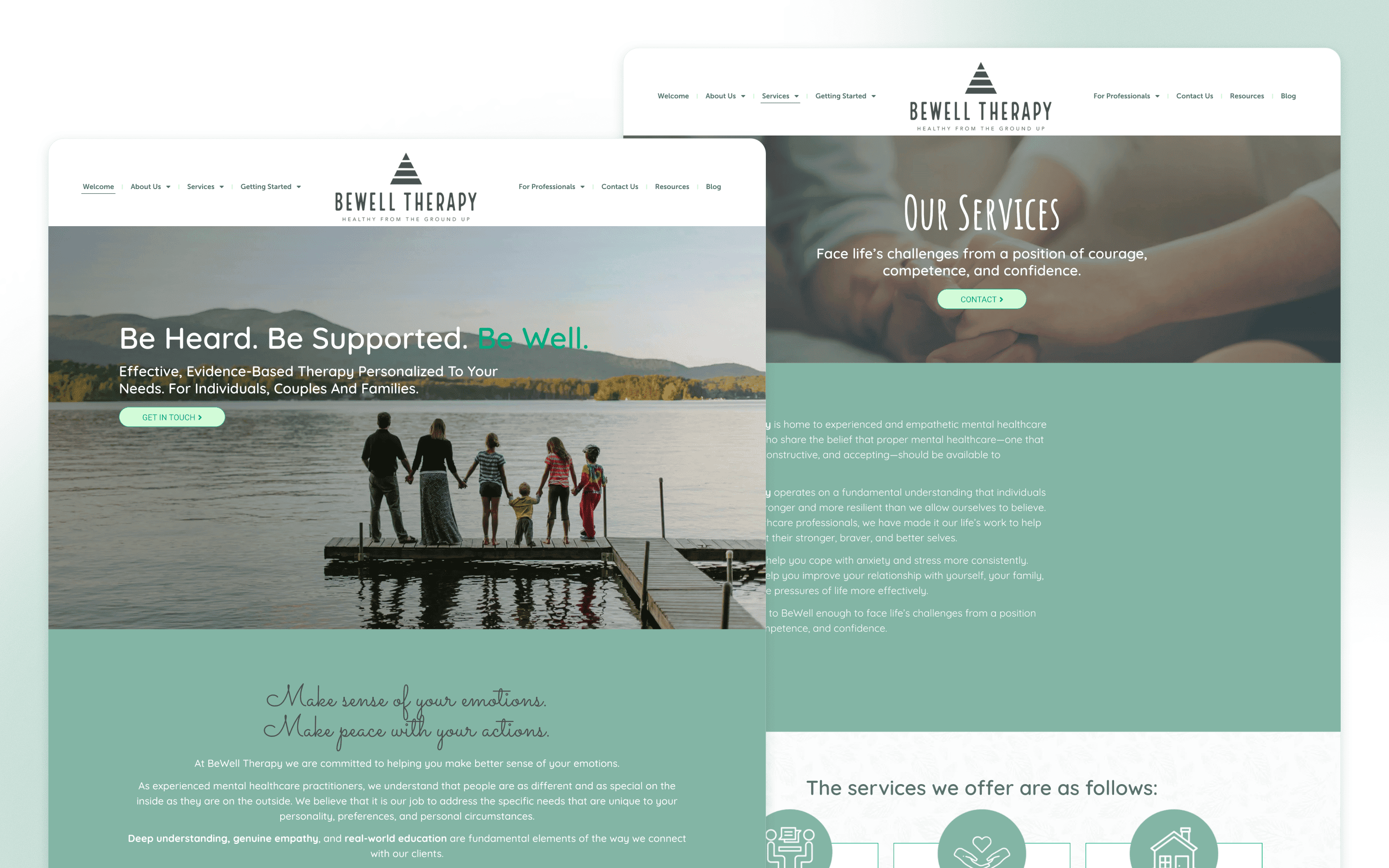 BeWell Therapy Therapist Website Design by Strong Roots Web Design