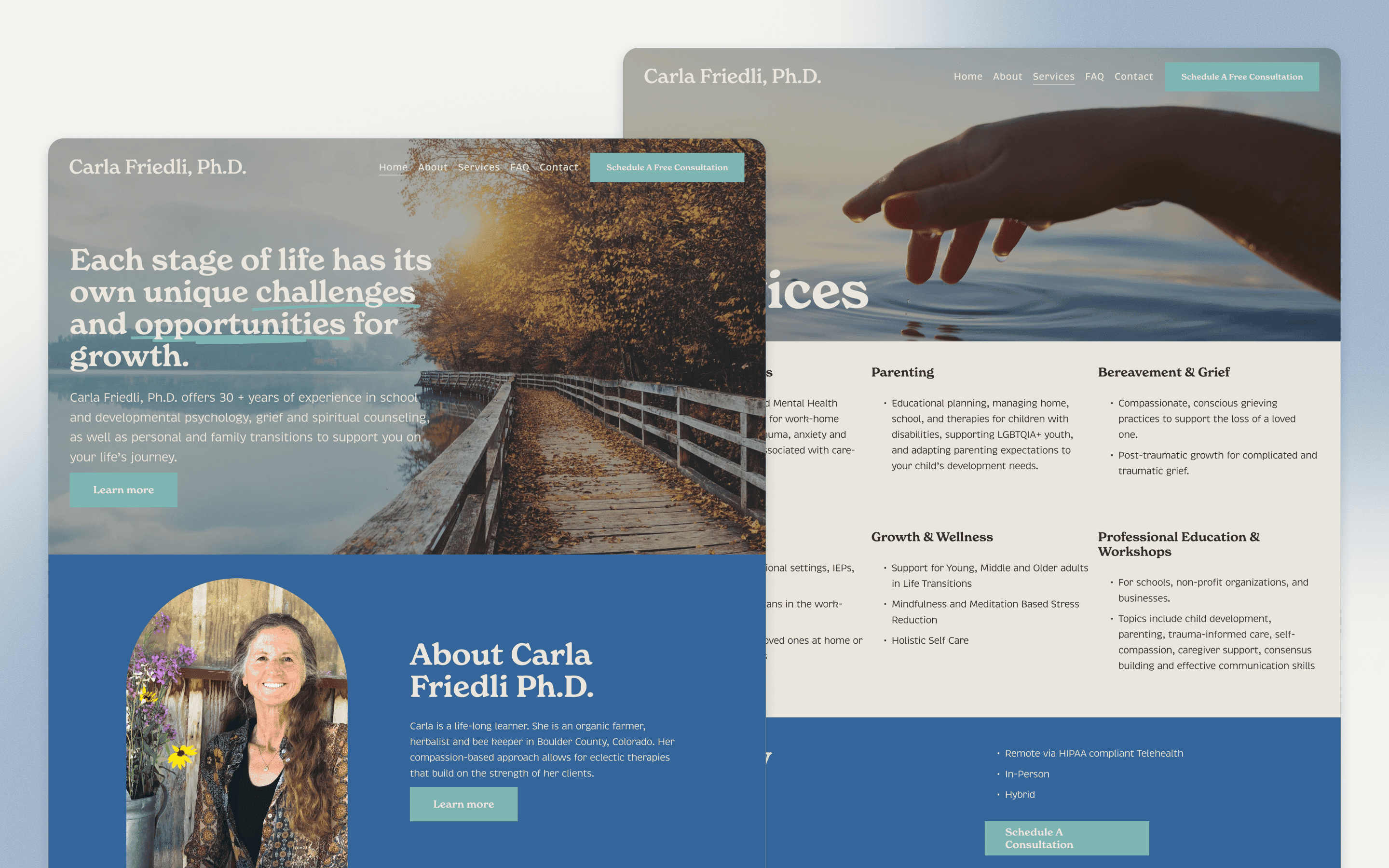 Carla Friedli, Ph.D. Therapist Website Design by Agave Studio