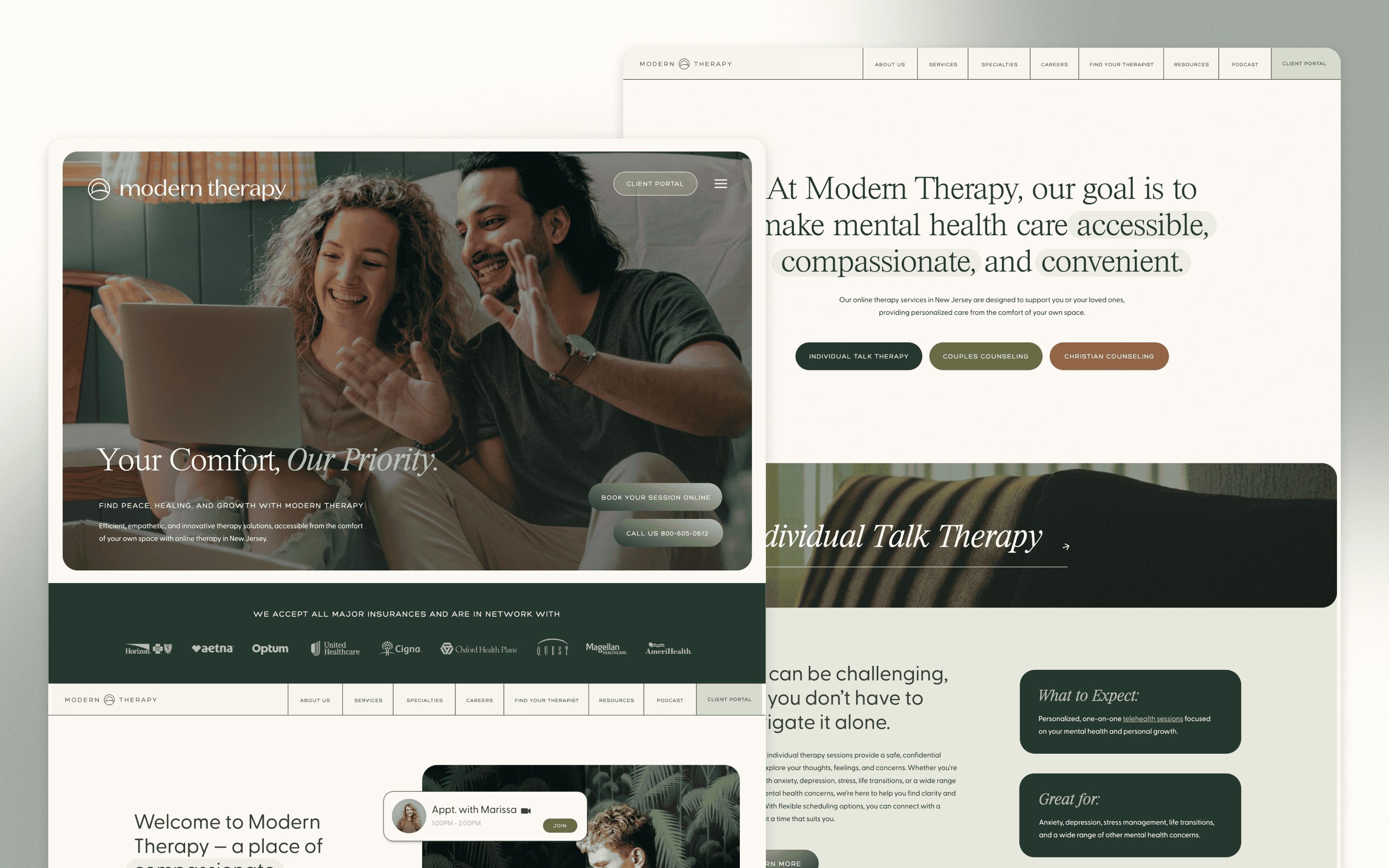 Modern Therapy Therapist Website Design by Liberty Type