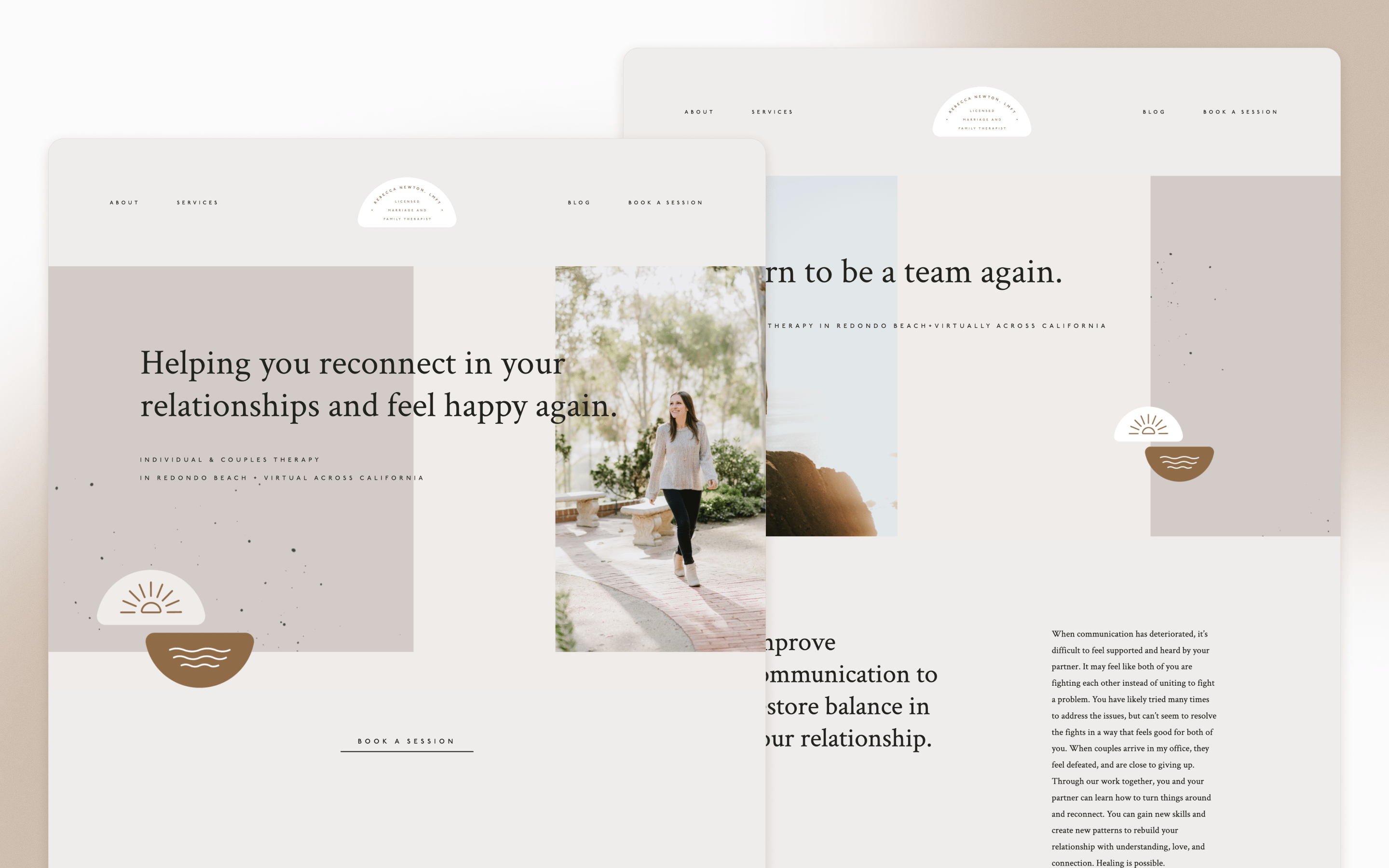 Rebecca Newton Therapy Therapist Website Design by Hold Space Creative