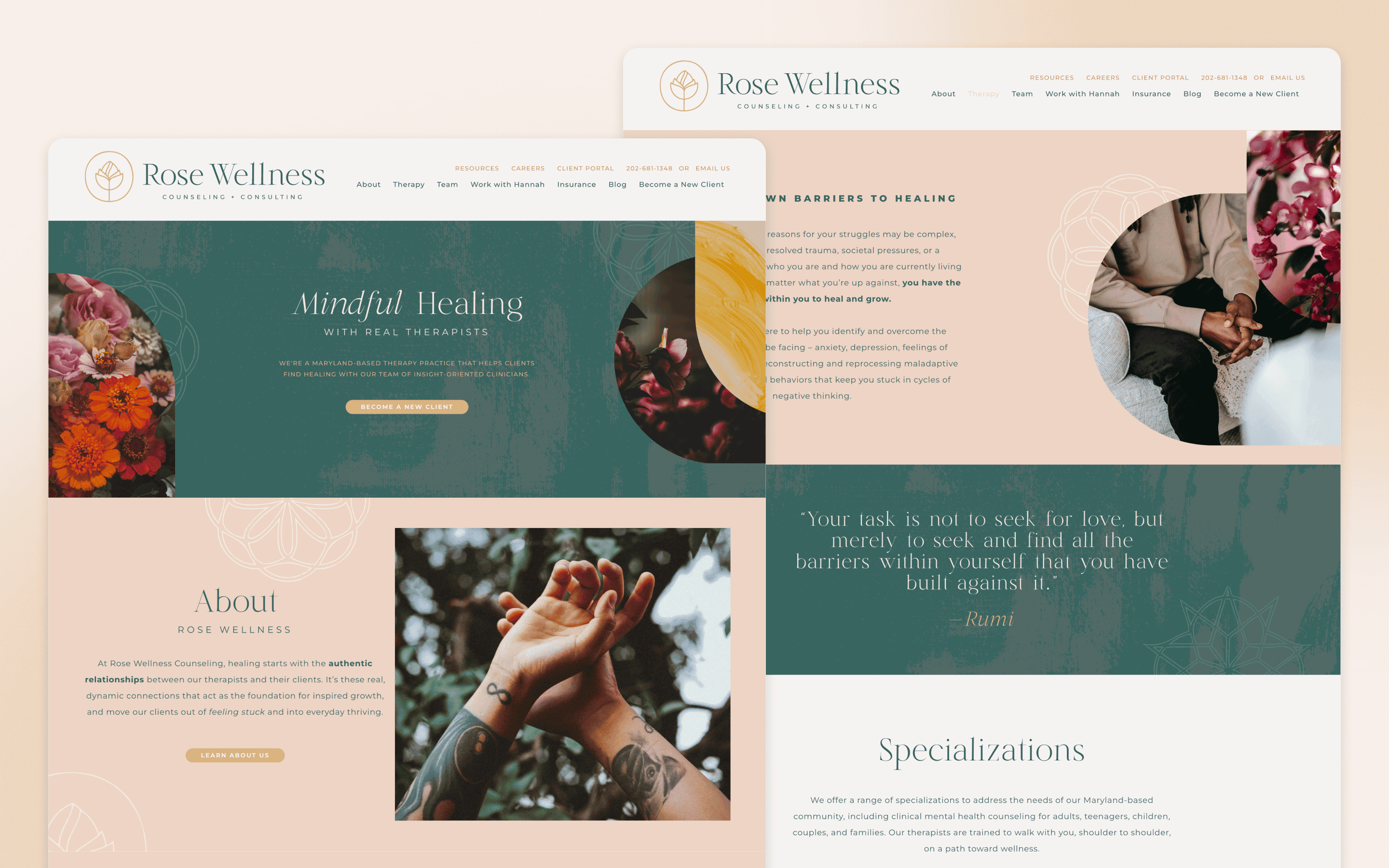 Rose Wellness Counseling Therapist Website Design by DesignGood
