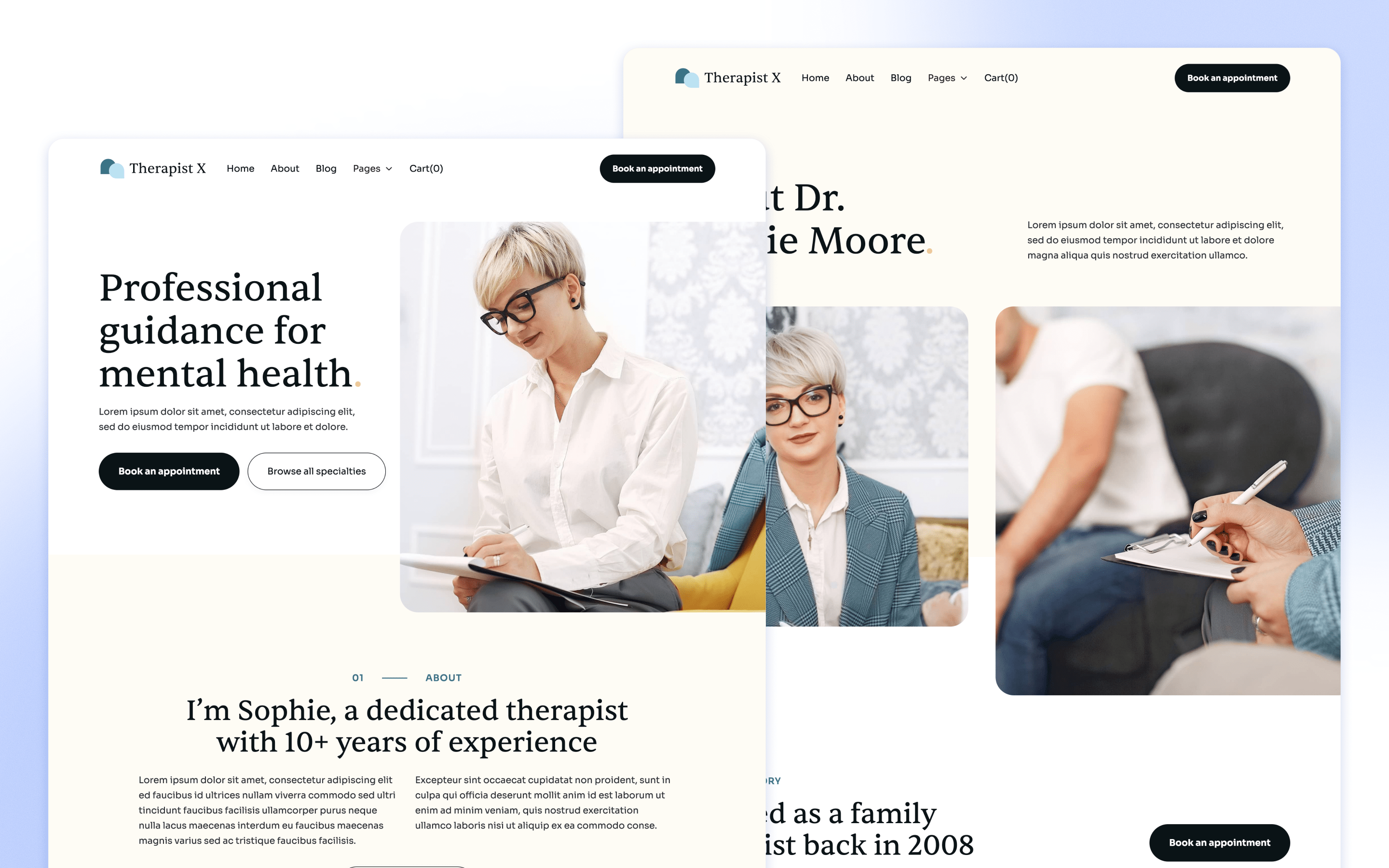 Therapist X Mental Health Website Template by BRIX Agency