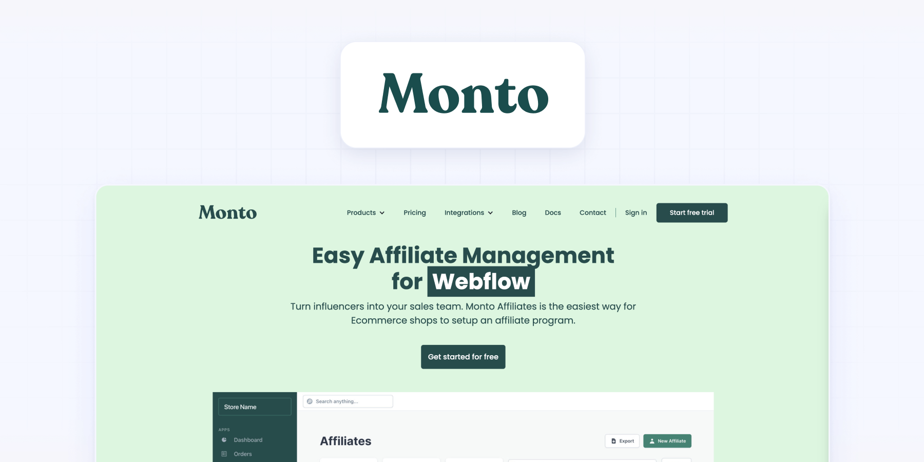 Set up affiliate tracking in Webflow with Monto