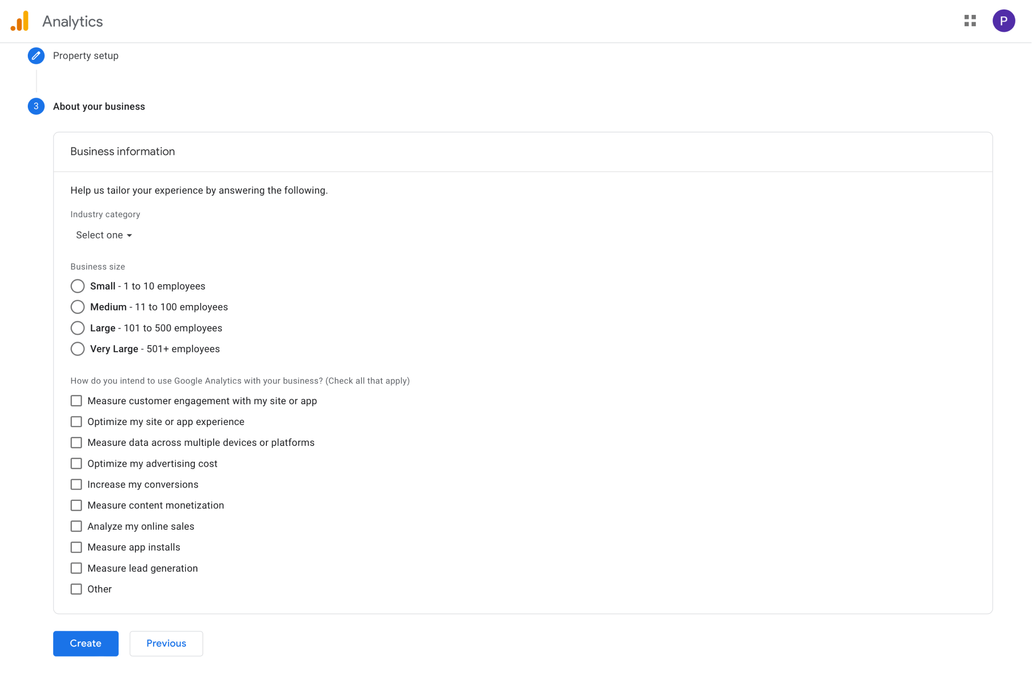 Setup Google Analytics Business Settings