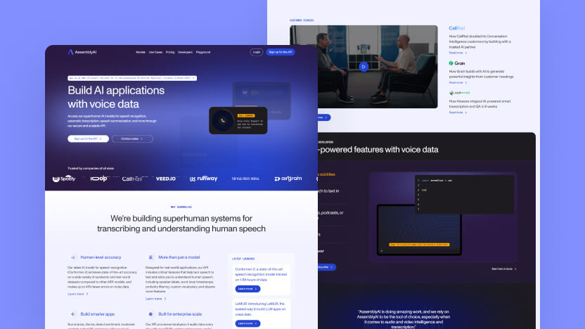 AssemblyAI Top AI Speech Recognition Web Design
