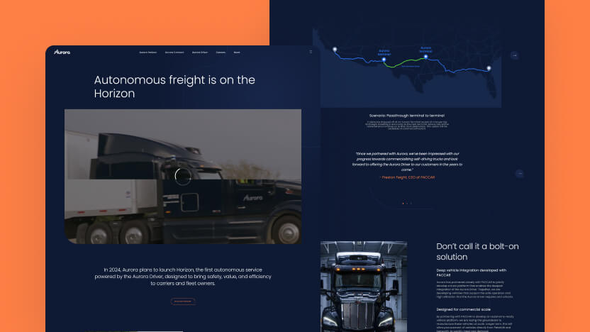 Aurora Top AI Autonomous Vehicles Web Design