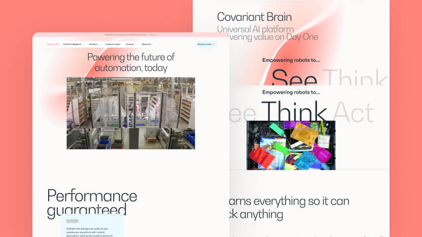 Covariant Top AI Manufacturing Web Design