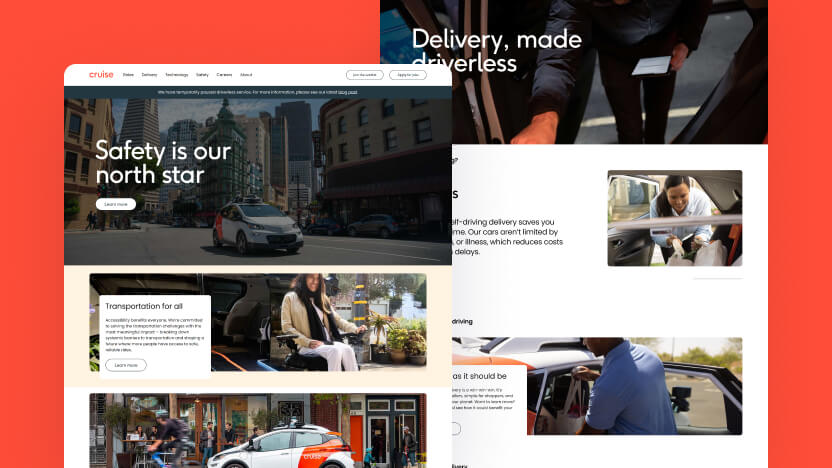 Cruise Top AI Autonomous Vehicles Web Design