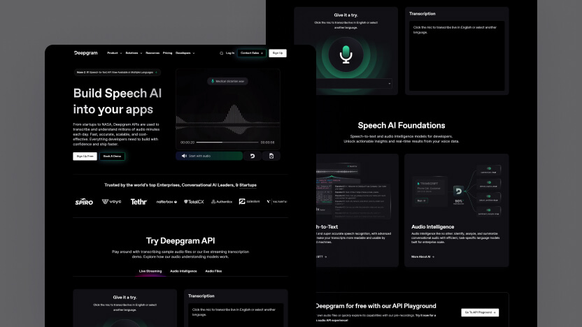 Deepgram Top AI Speech Recognition Web Design