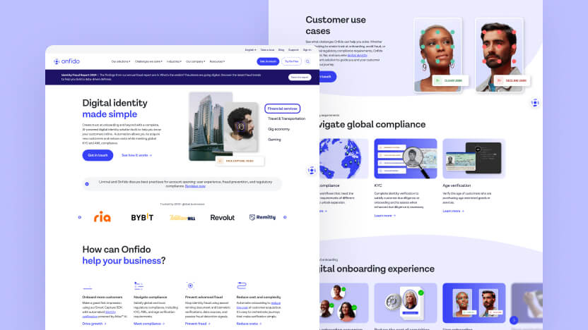 Onfido Top AI Computer Vision Web Design