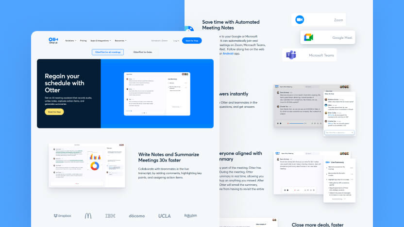 Otter Top AI Speech Recognition Web Design