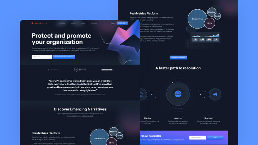 Peakmetrics Top AI Sentiment Analysis Web Design
