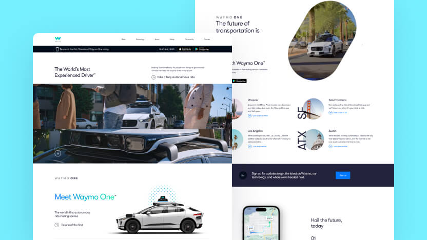 Waymo Top AI Autonomous Vehicles Web Design