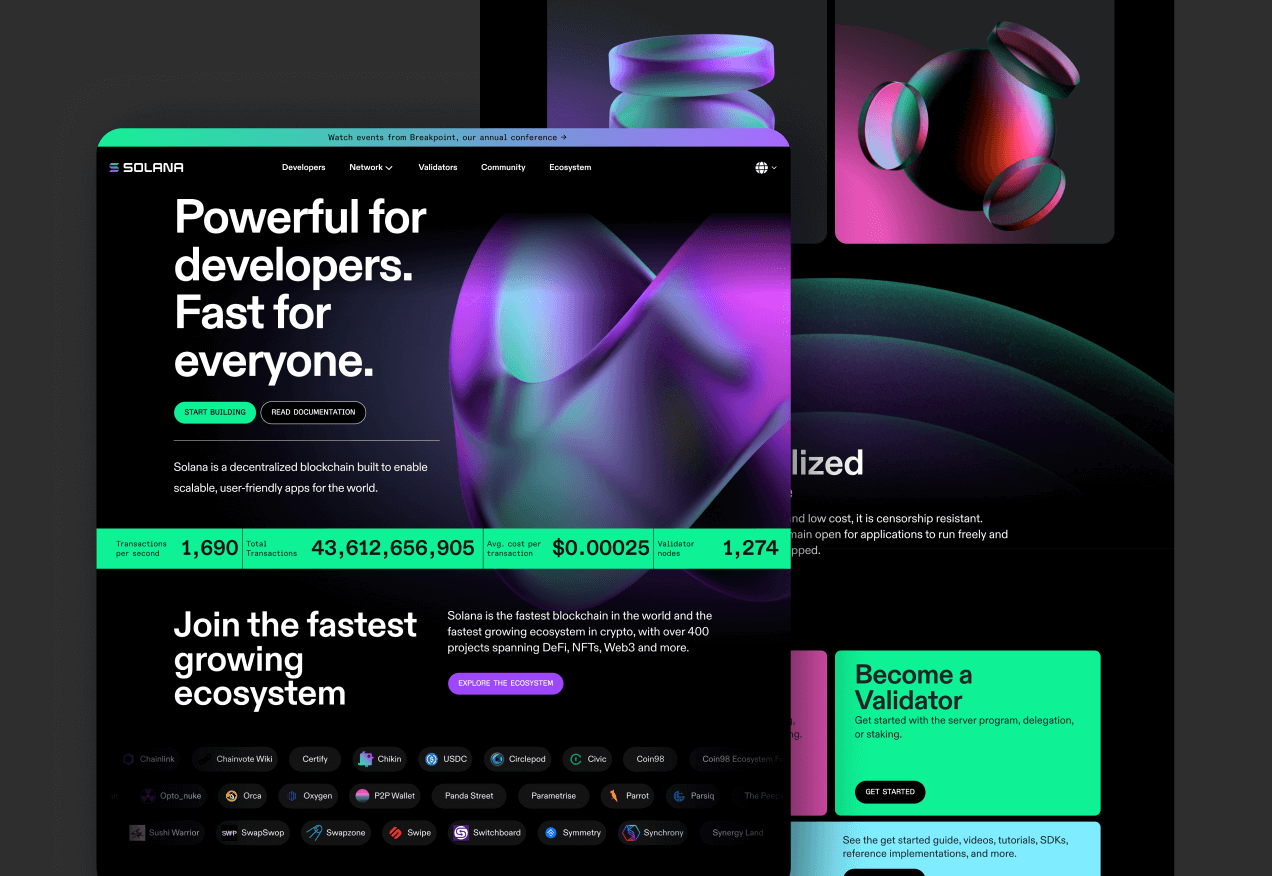 Solana Blockchain Website Design