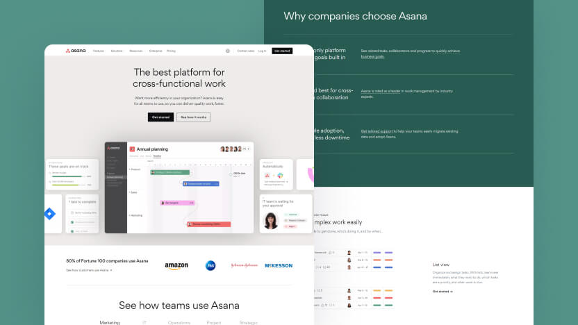 Asana Top SaaS Project Management Web Design
