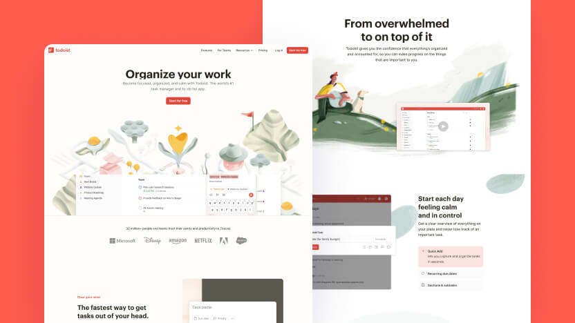 Todoist Top SaaS Productivity  Web Design
