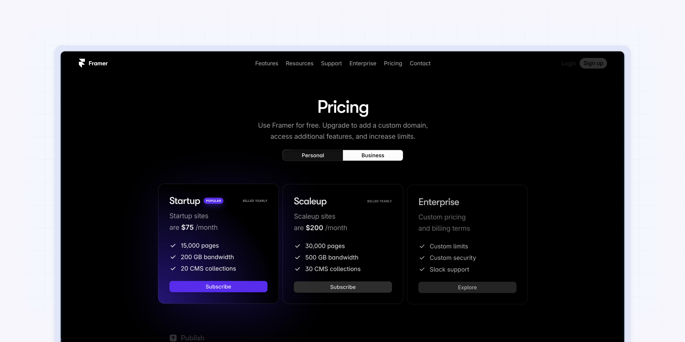Framer CMS pricing comparison