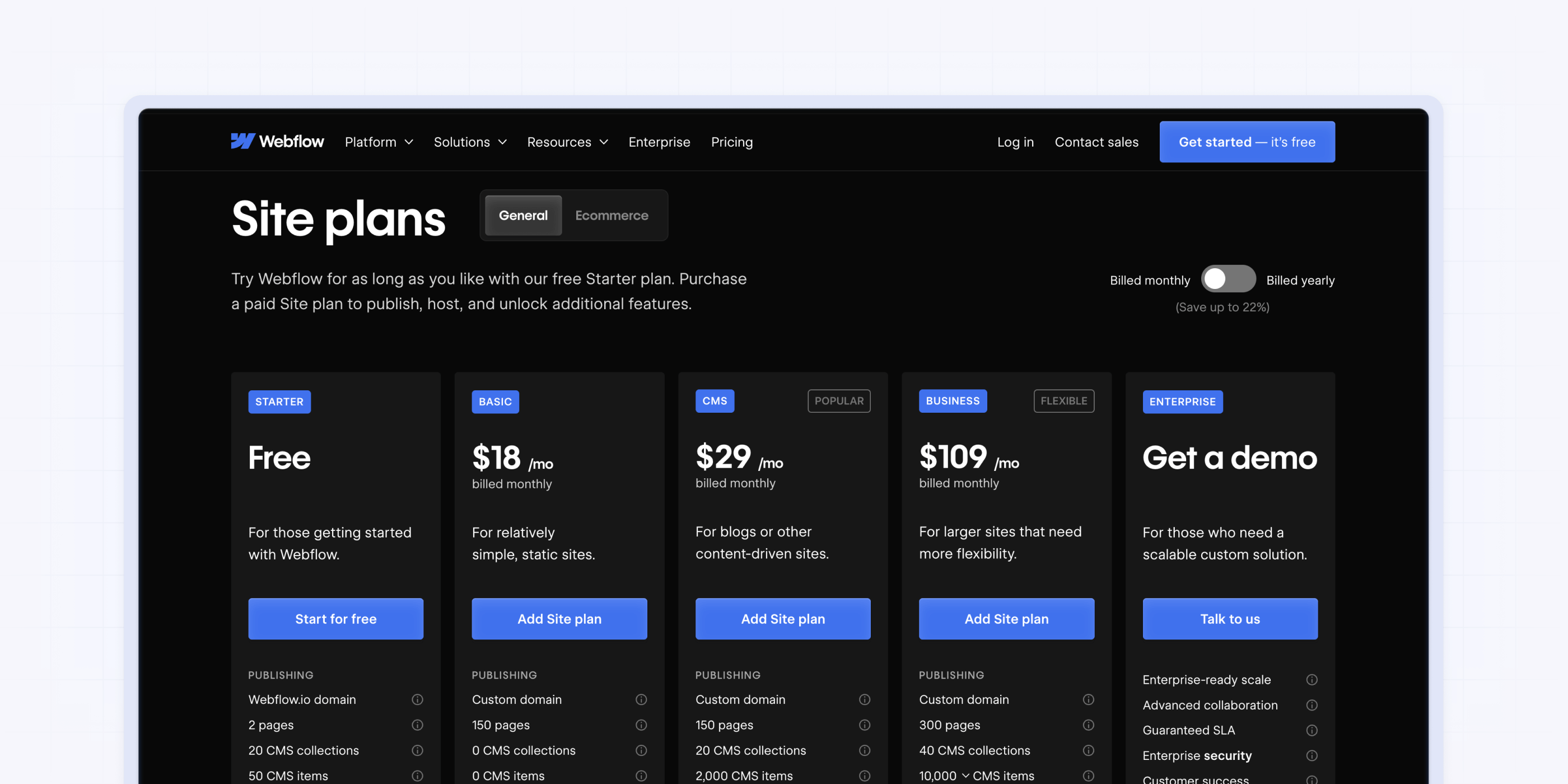 Webflow CMS pricing comparison
